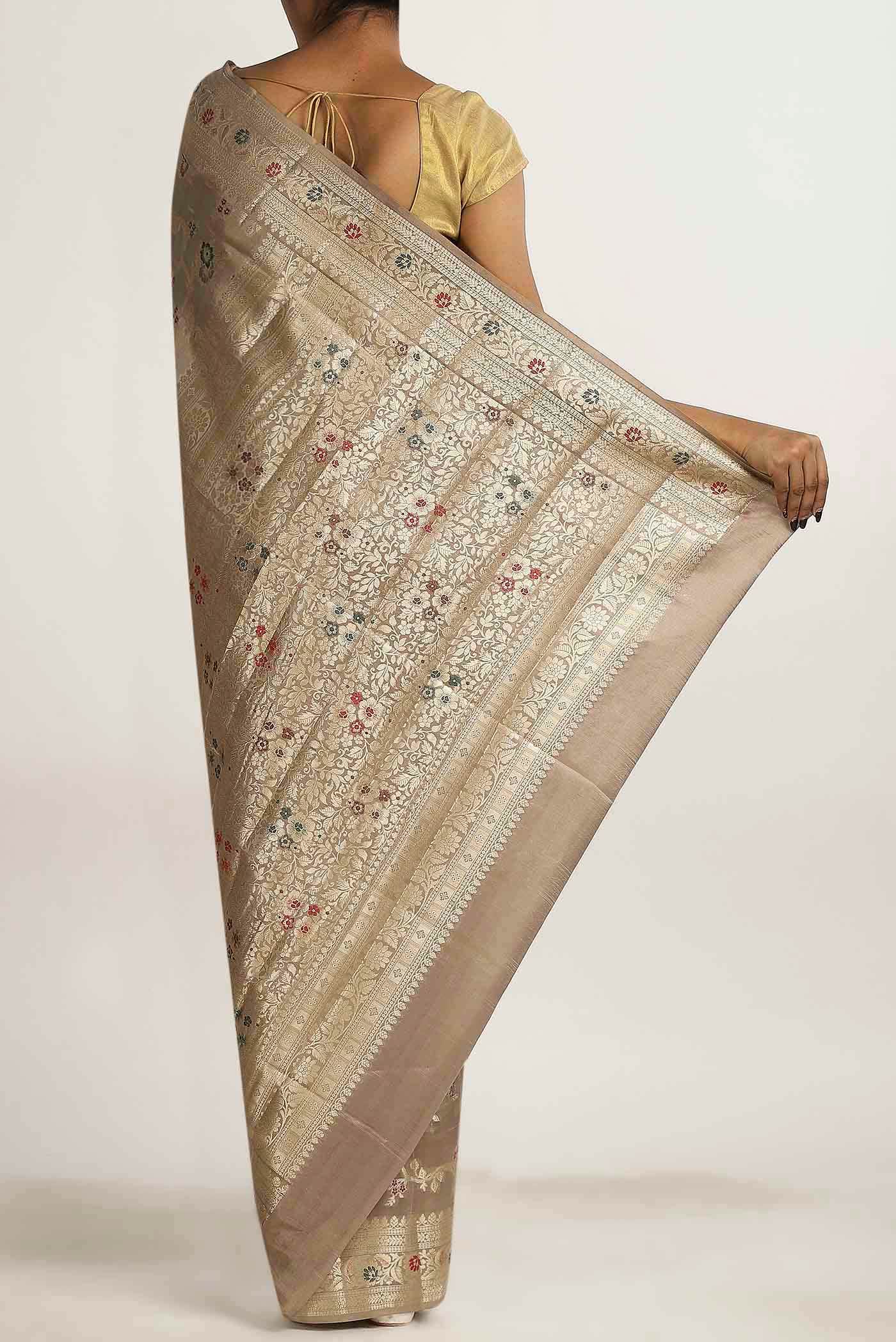 Beige Banarasi Raw Silk Saree