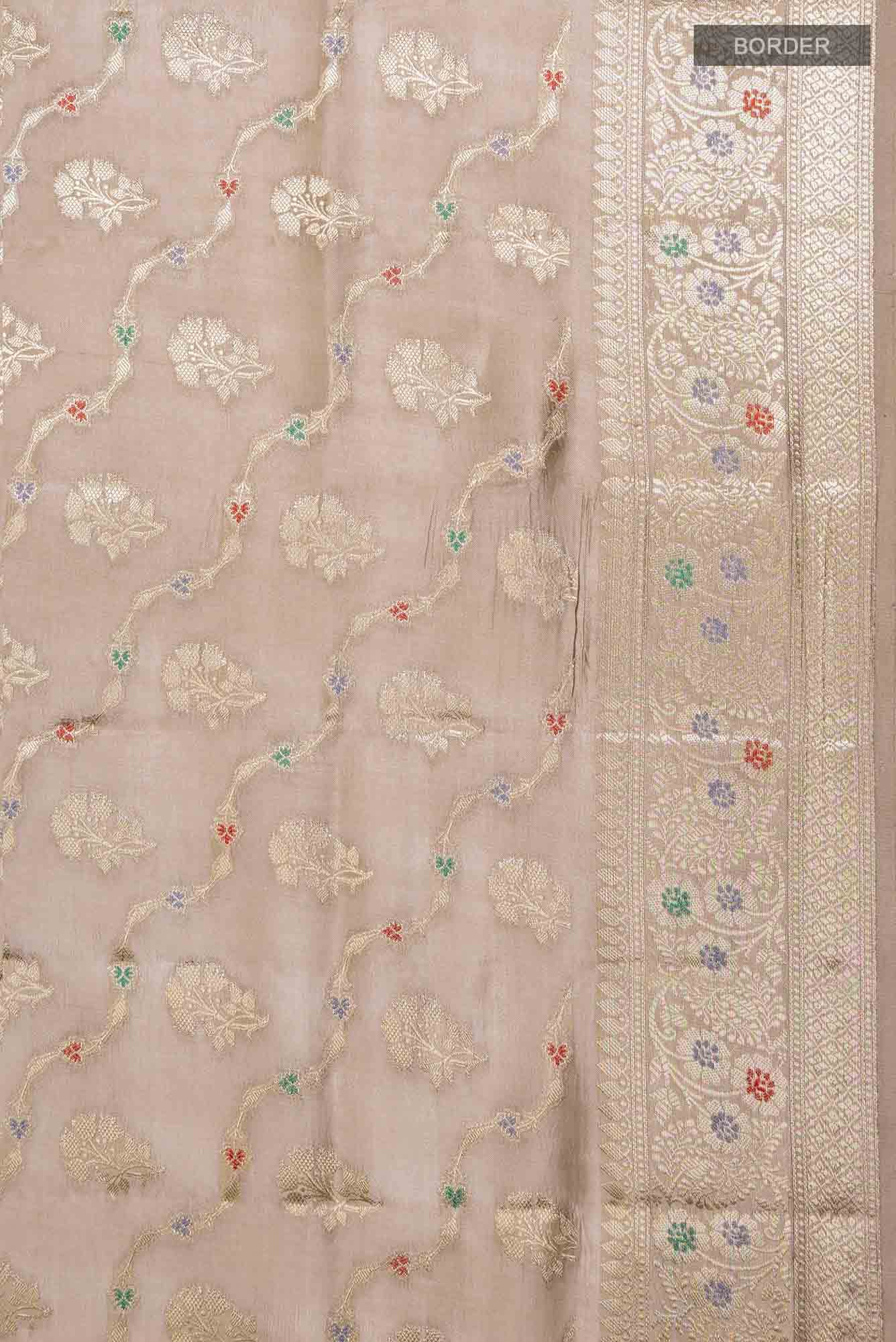 Beige Banarasi Silk Saree