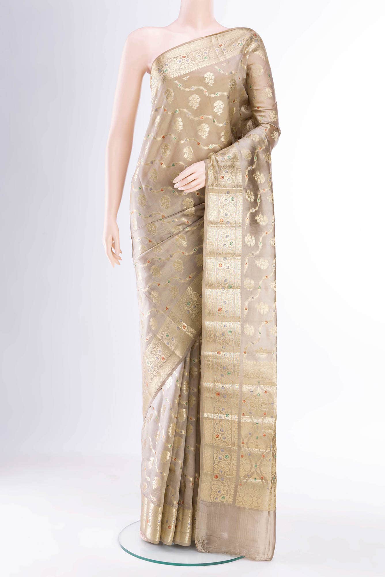 Beige Banarasi Silk Saree