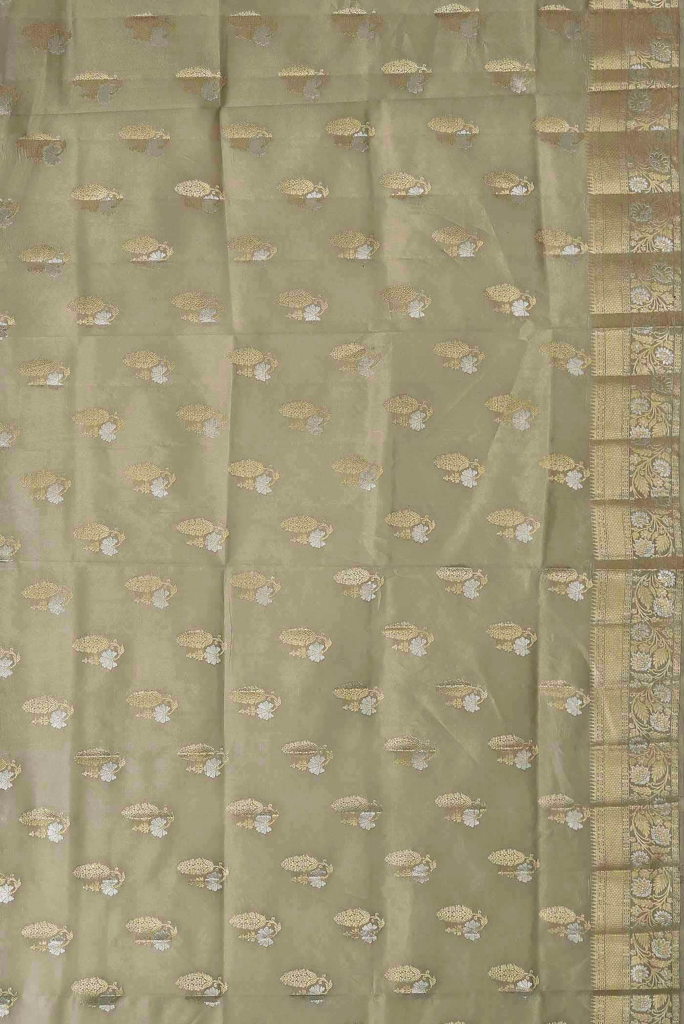 Green Banarasi Raw Silk Saree