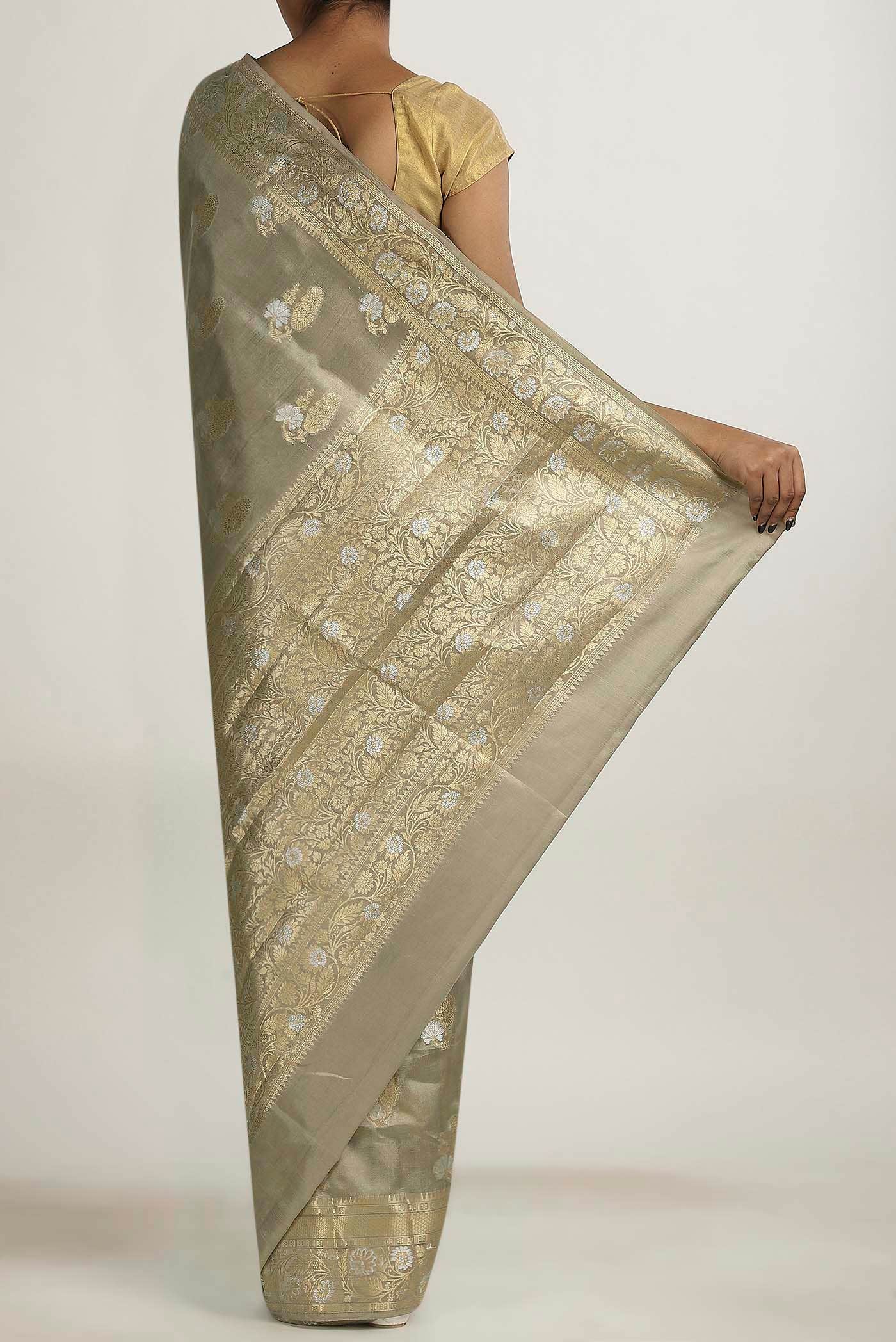 Green Banarasi Raw Silk Saree