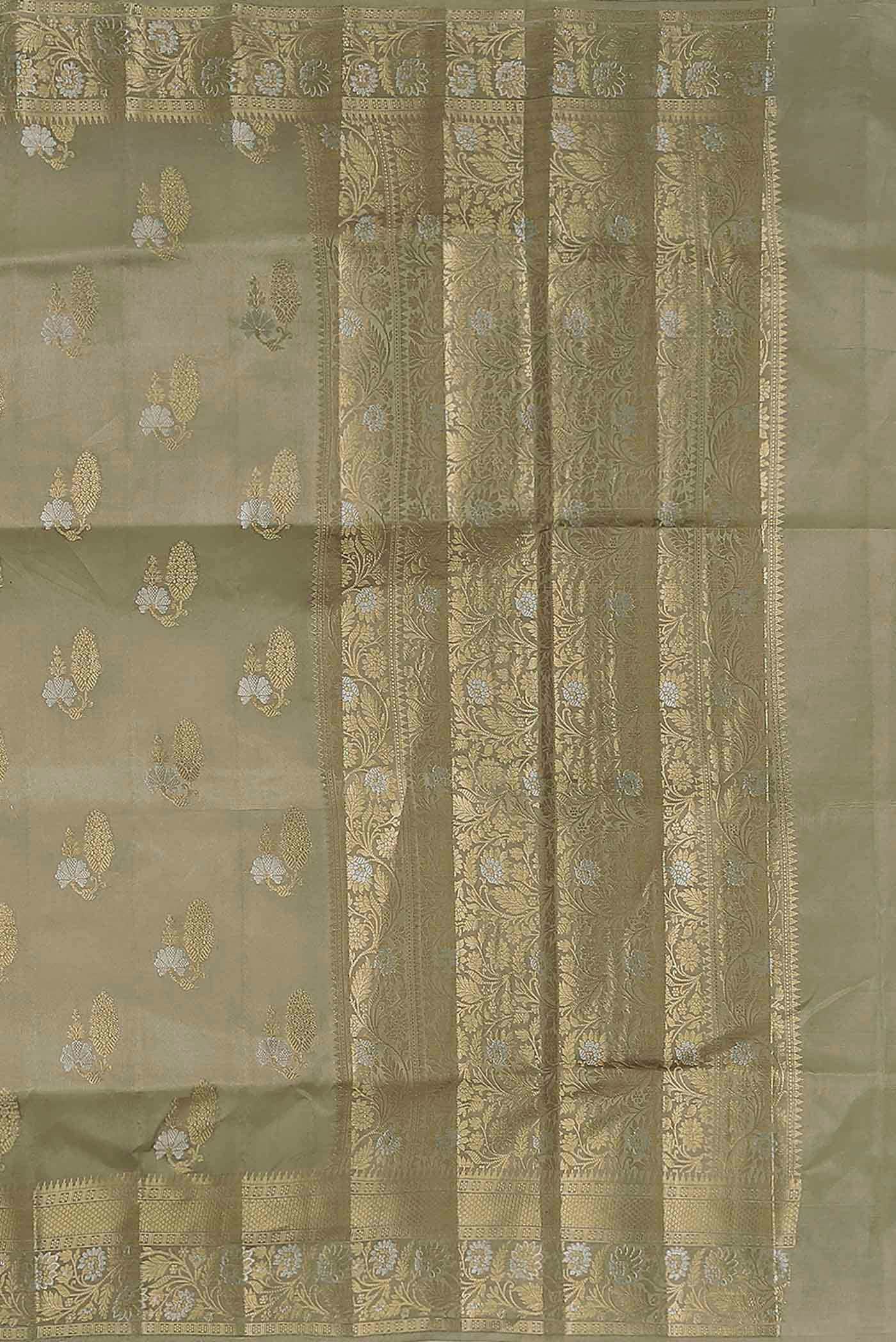 Green Banarasi Raw Silk Saree
