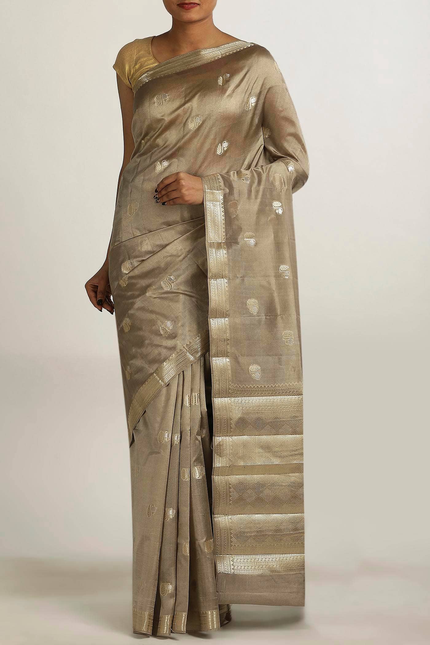 Beige Banarasi Raw Silk Saree