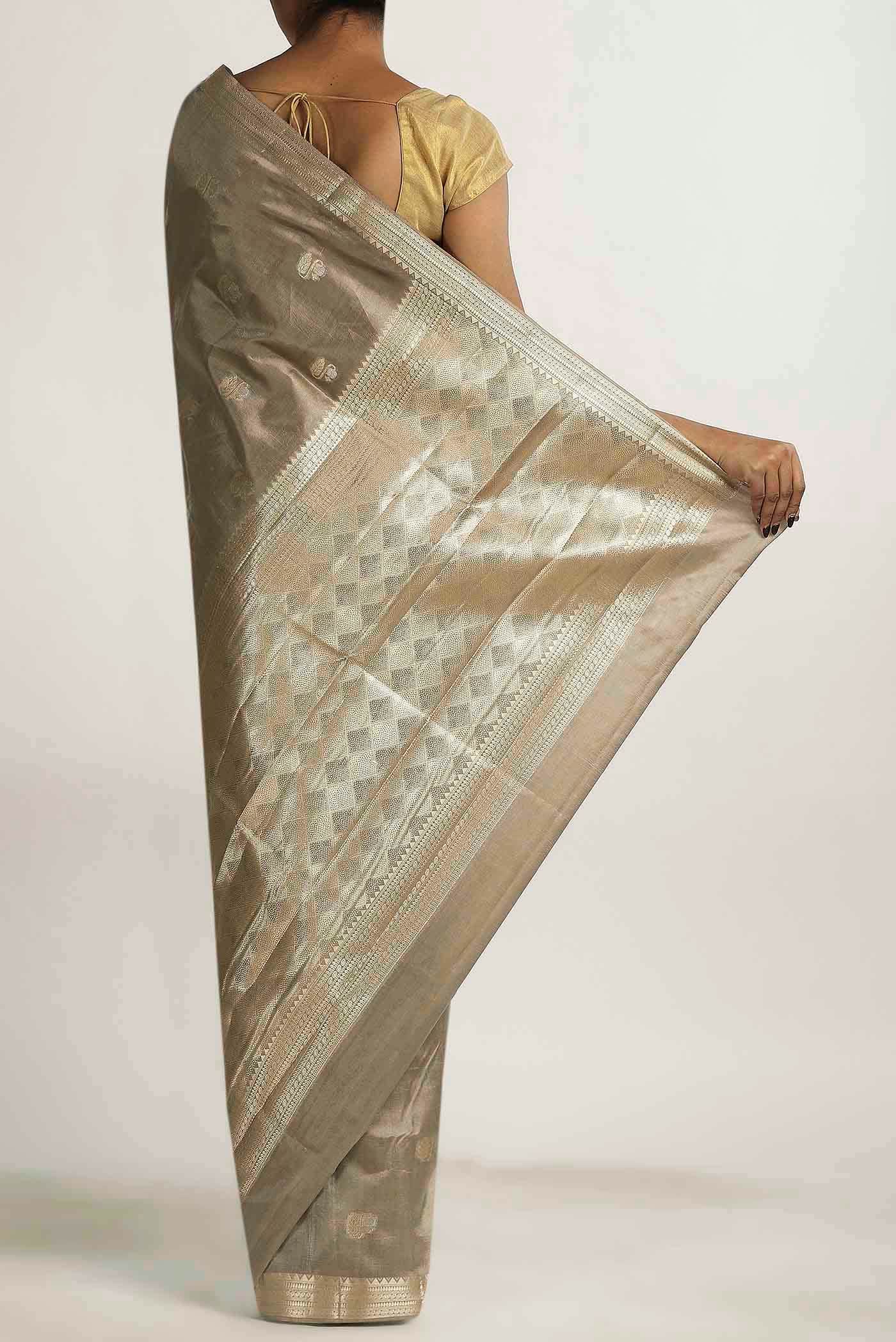 Beige Banarasi Raw Silk Saree