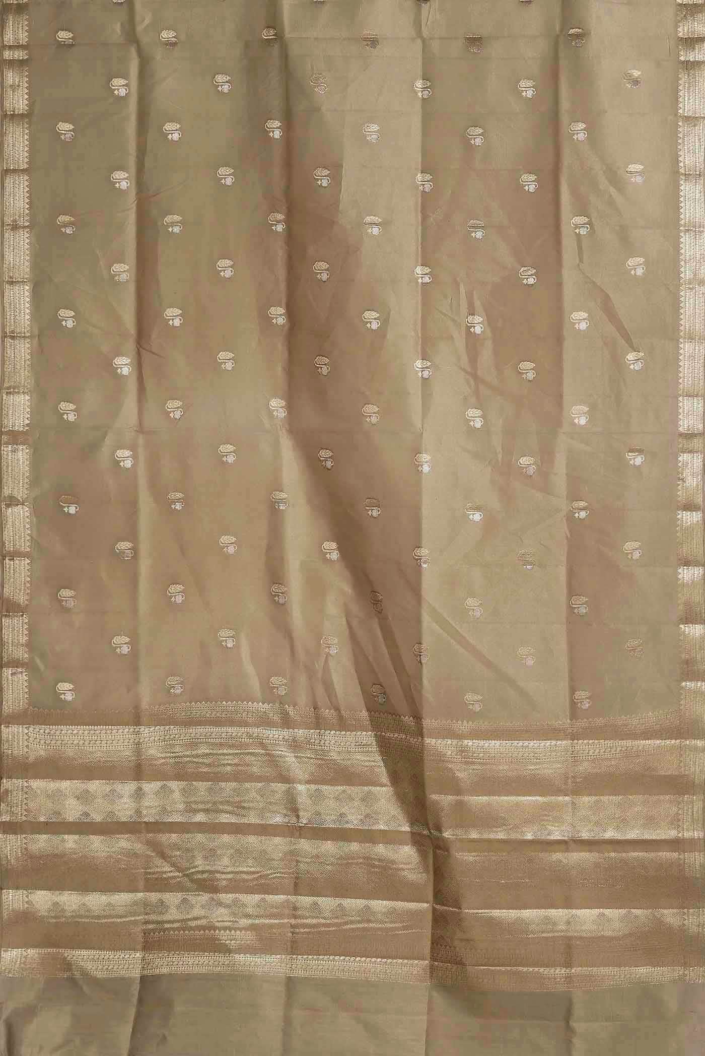 Beige Banarasi Raw Silk Saree