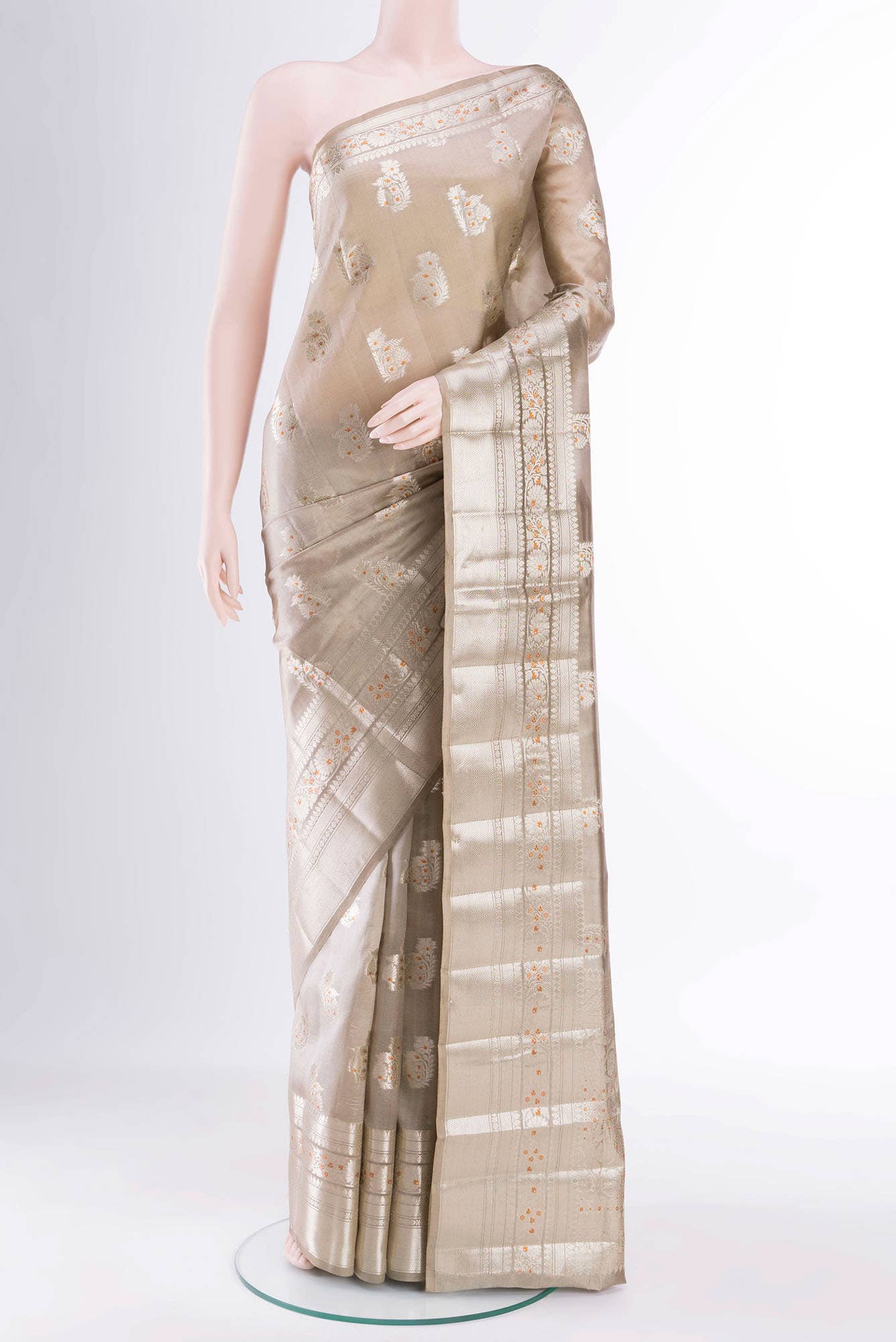 Beige Banarasi Silk Saree