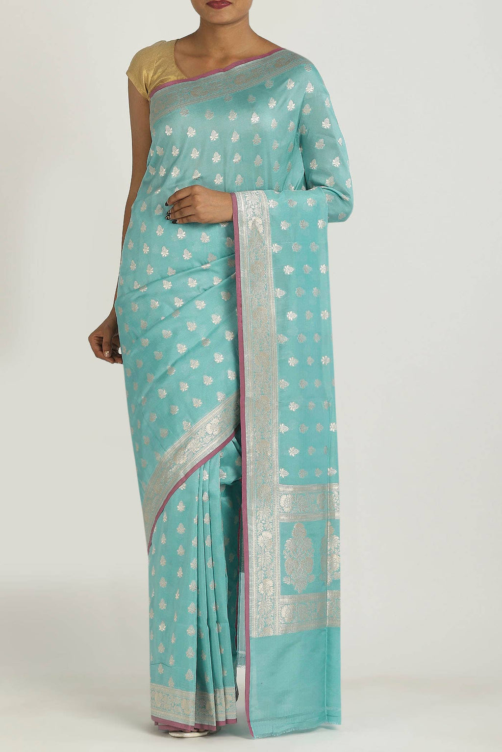 Blue Banarasi Silk Saree