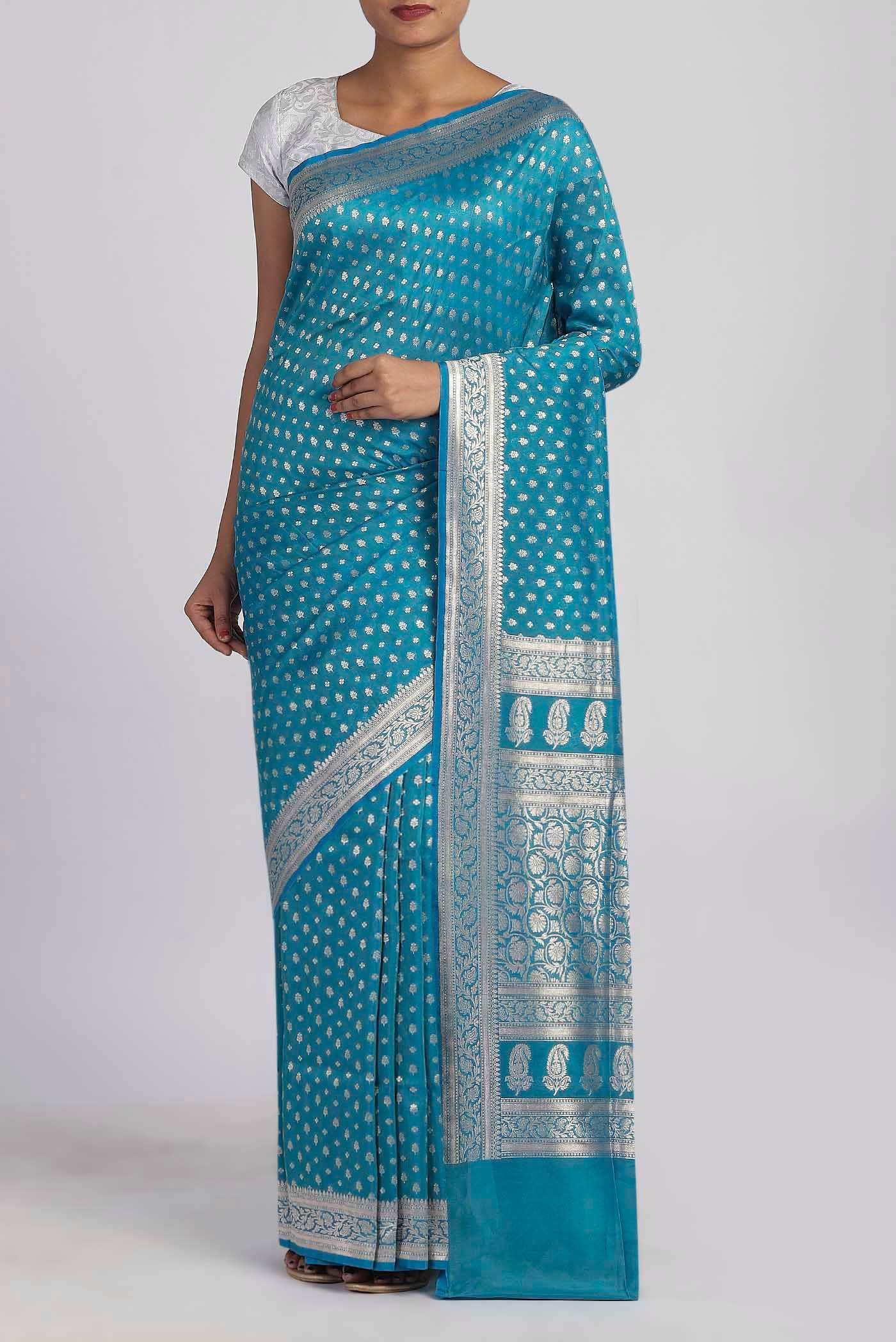 Blue Banarasi Silk Saree