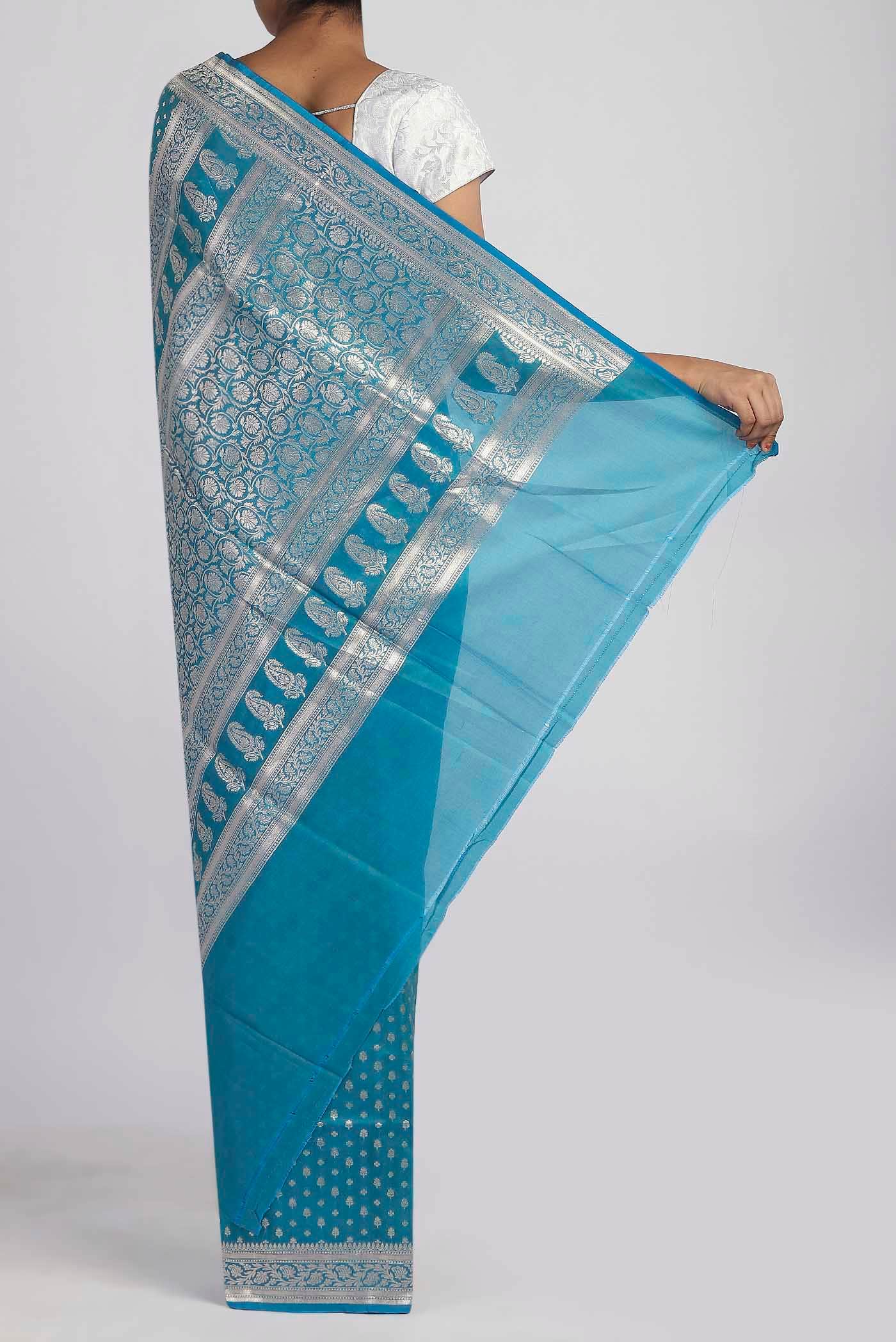 Blue Banarasi Silk Saree