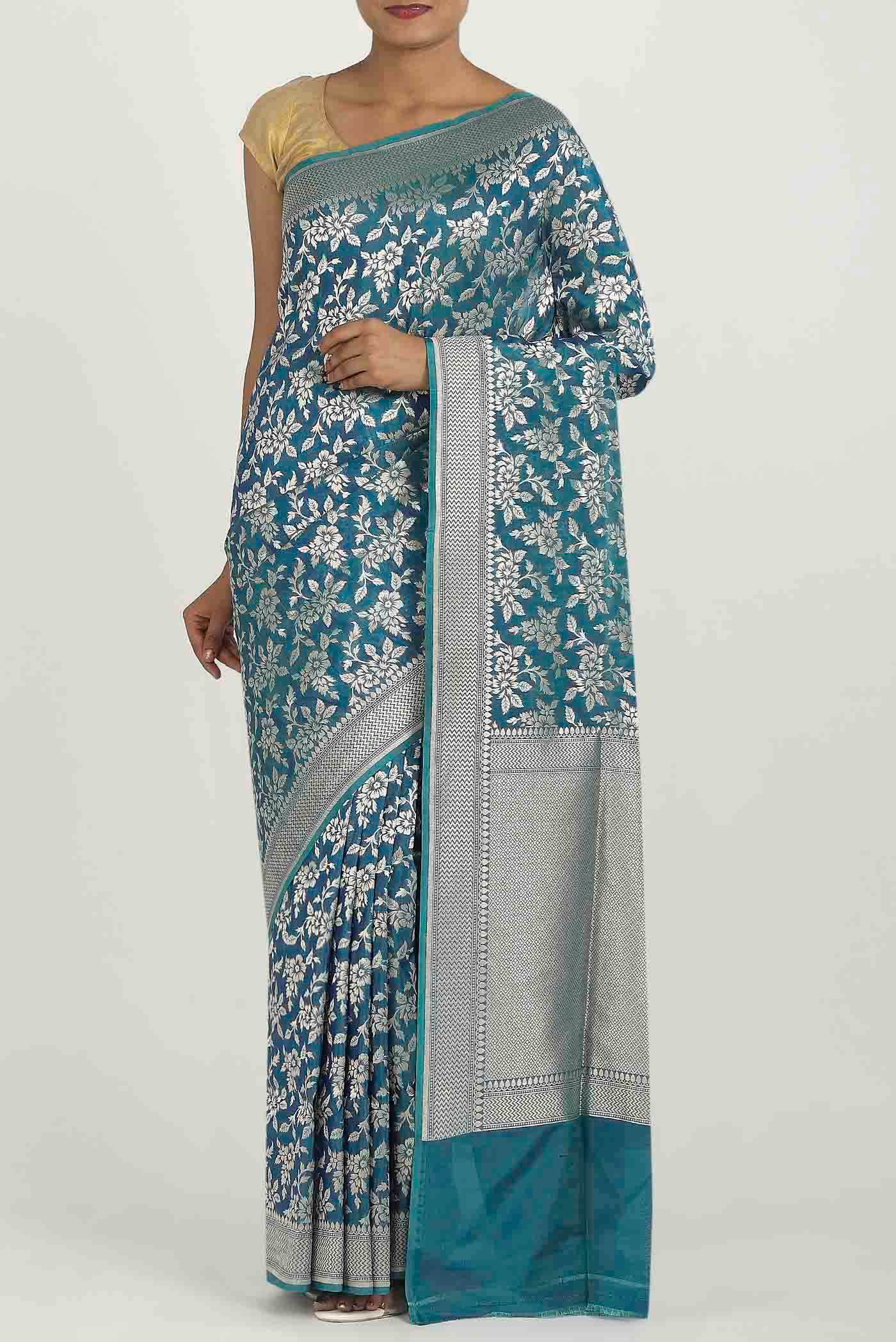 Blue Banarasi Silk Saree