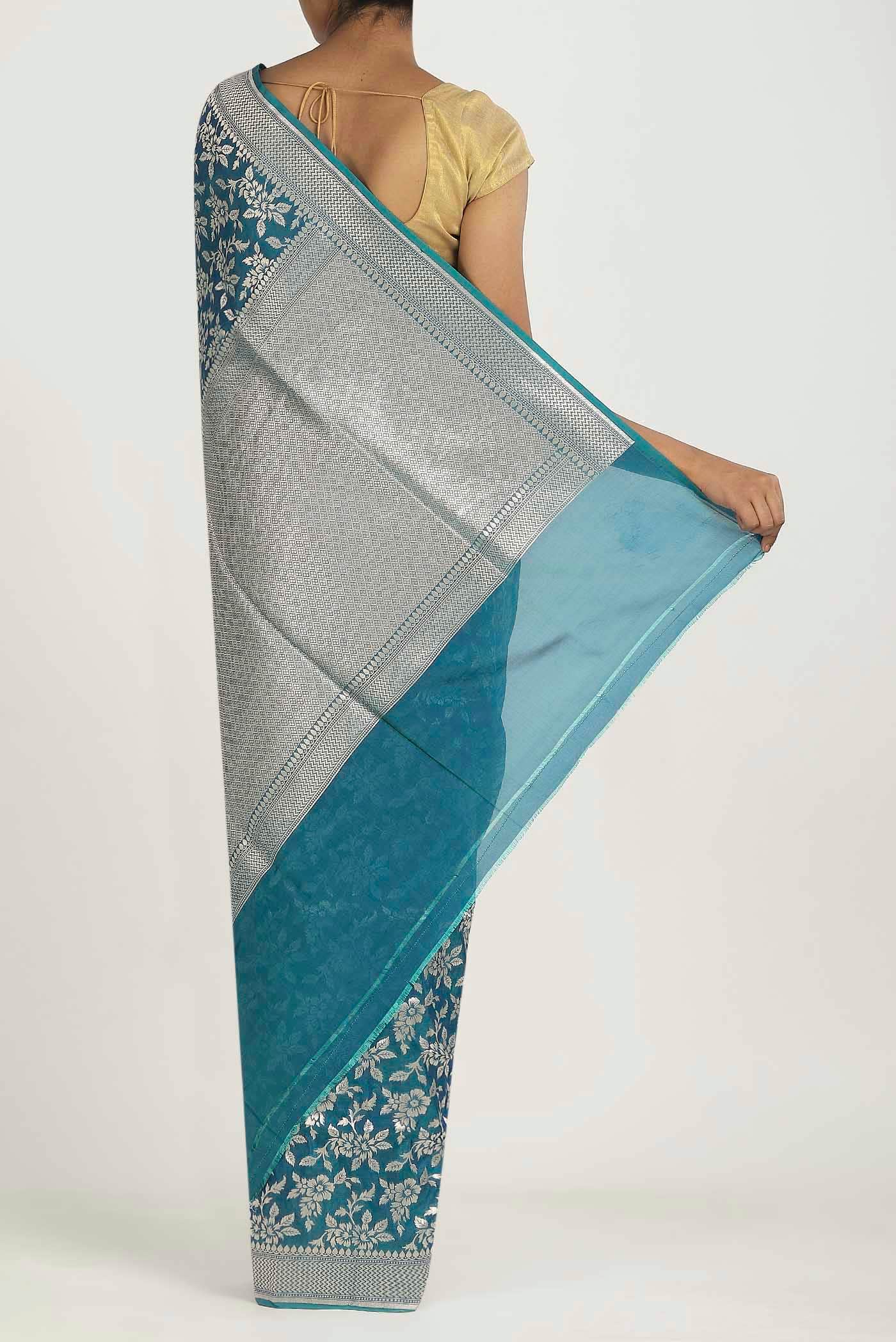 Blue Banarasi Silk Saree