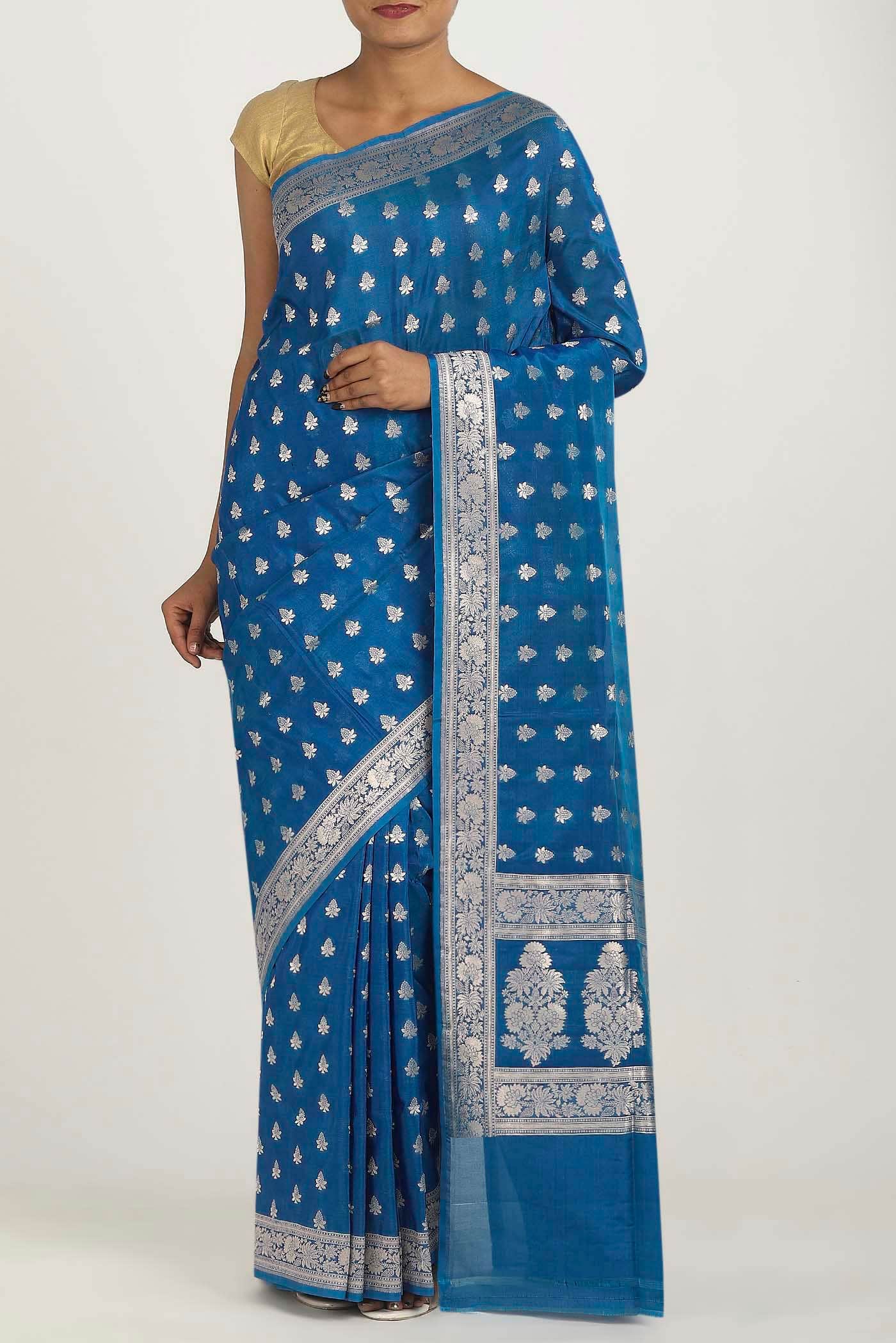 Blue Banarasi Silk Saree