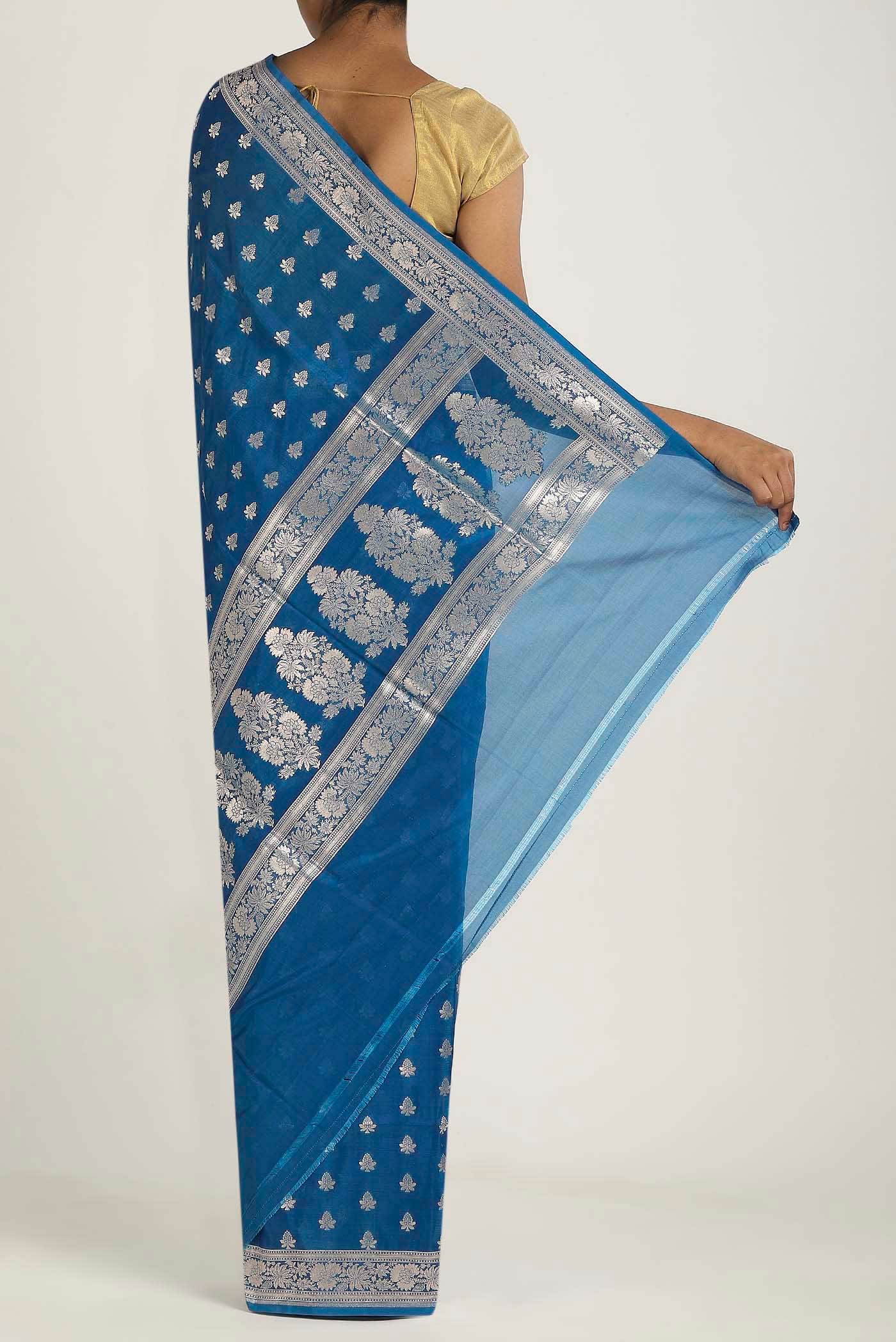 Blue Banarasi Silk Saree