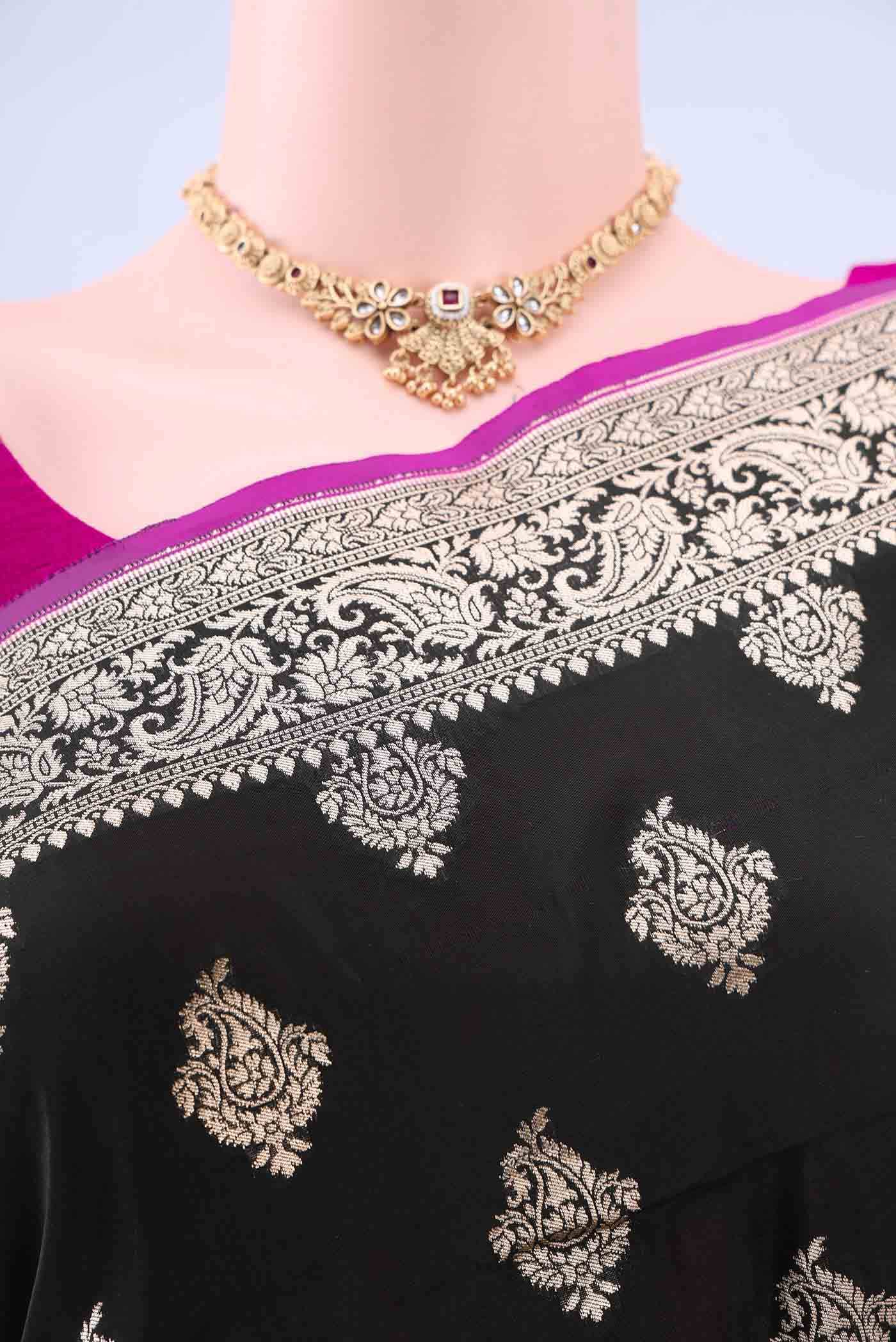 Black Banarasi Silk Saree