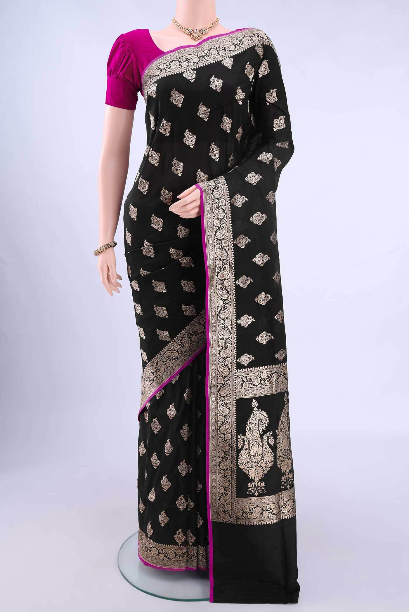 Black Banarasi Silk Saree