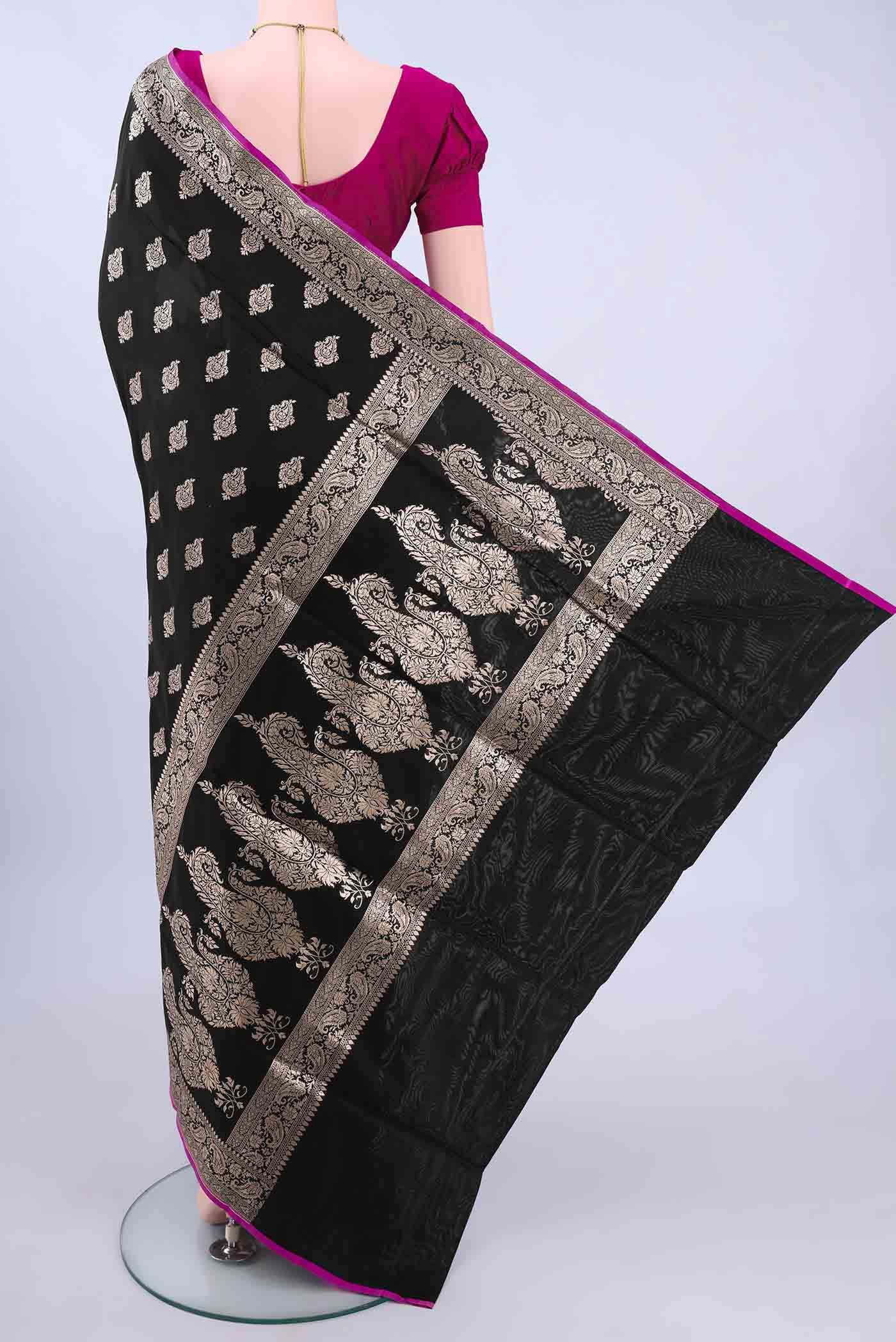 Black Banarasi Silk Saree