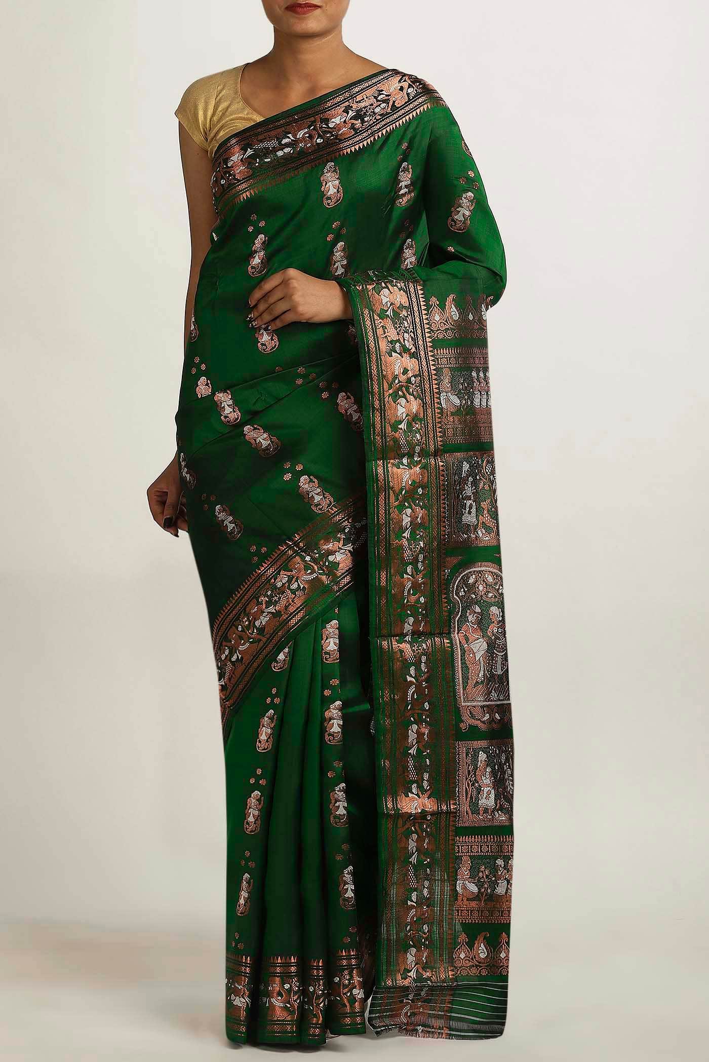 Green Baluchari Silk Saree