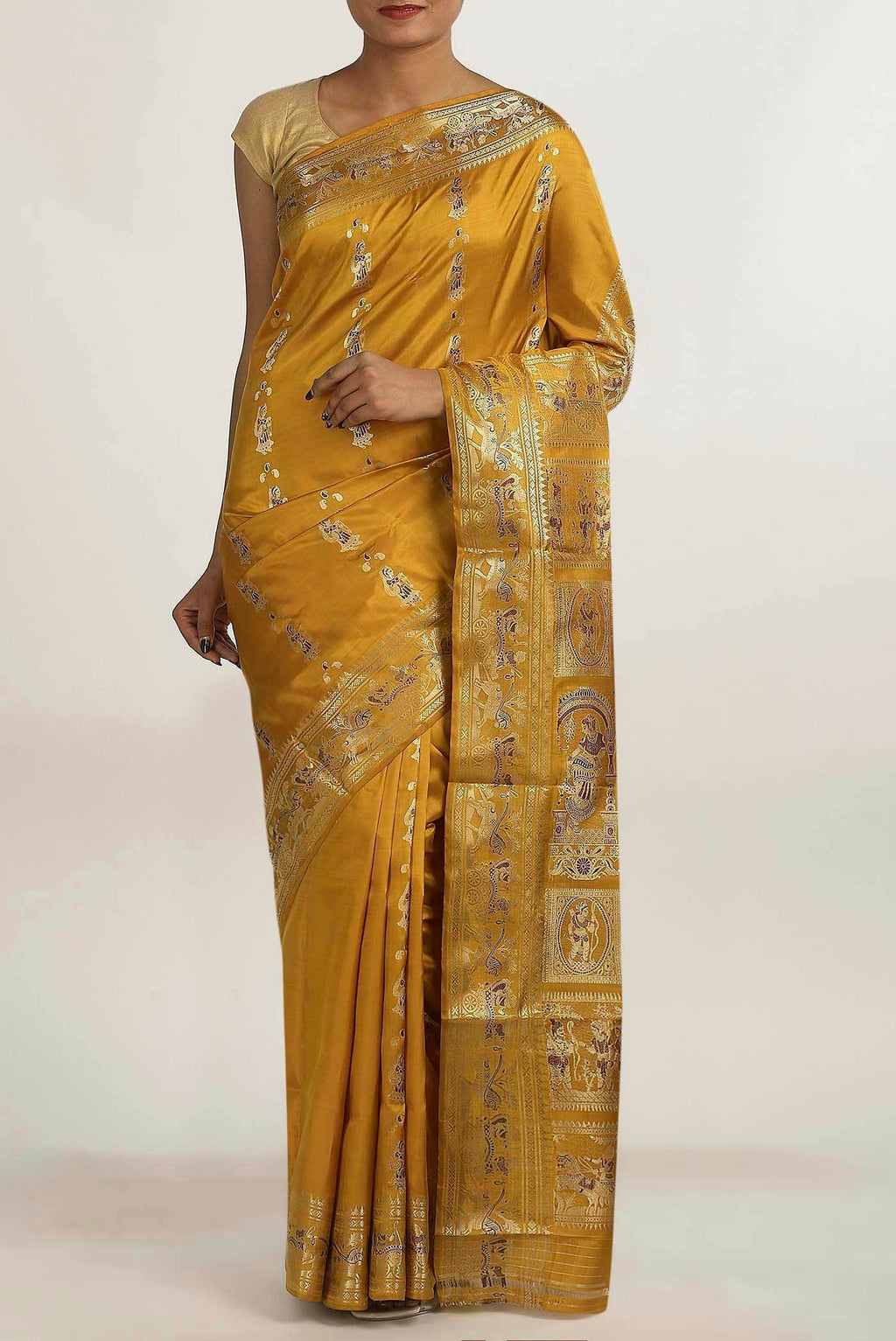Yellow Baluchari Silk Saree