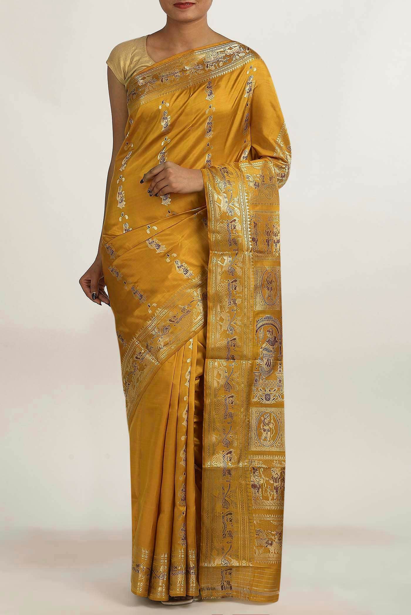 Yellow Baluchari Silk Saree