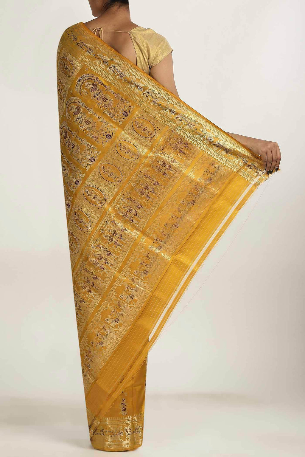 Yellow Baluchari Silk Saree