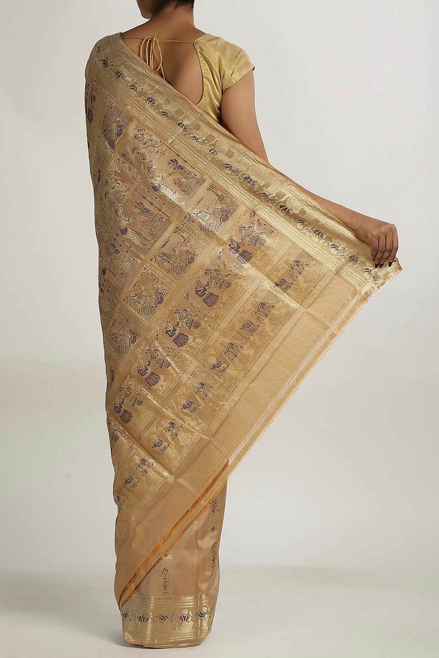 Beige Baluchari Silk Saree