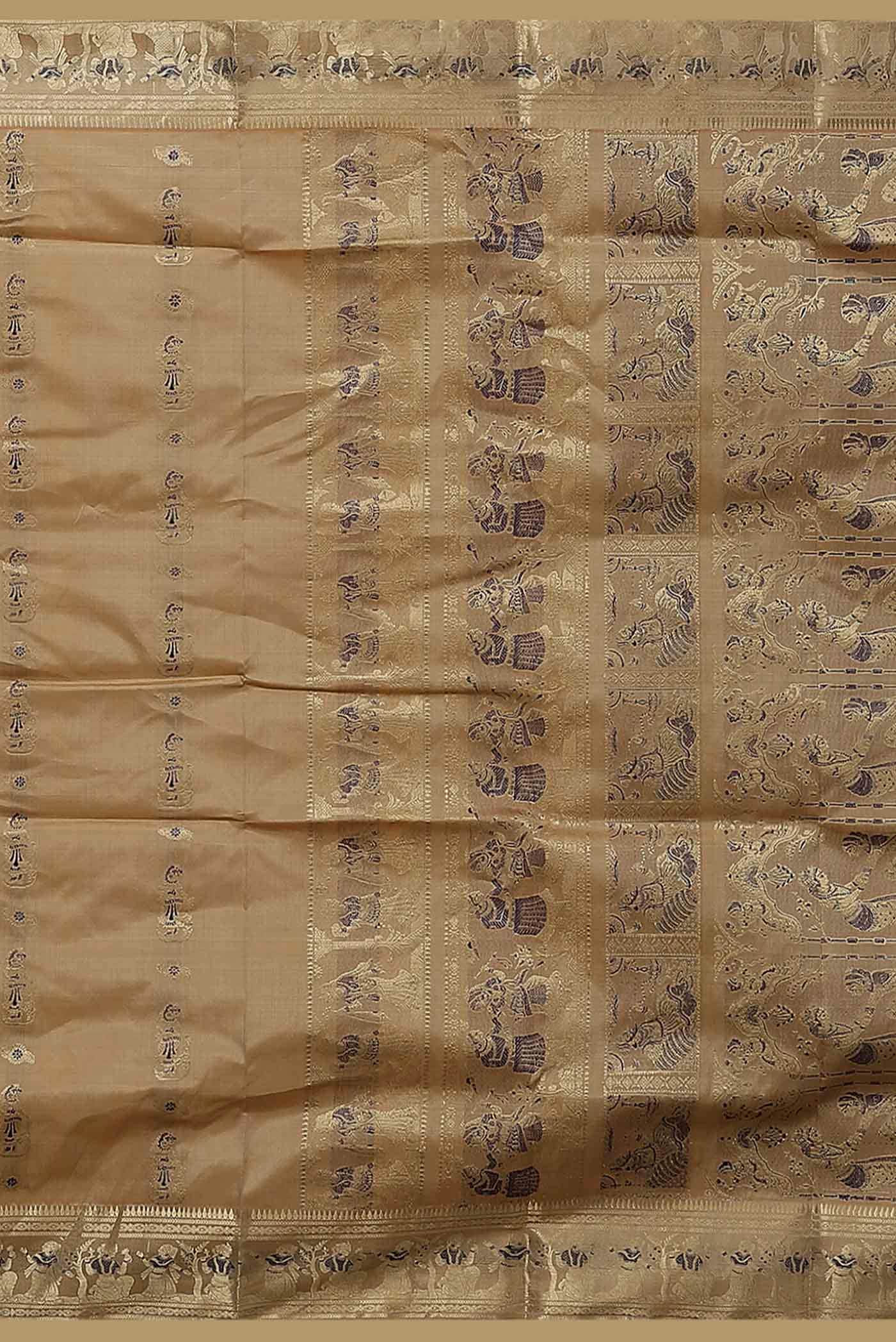Beige Baluchari Silk Saree