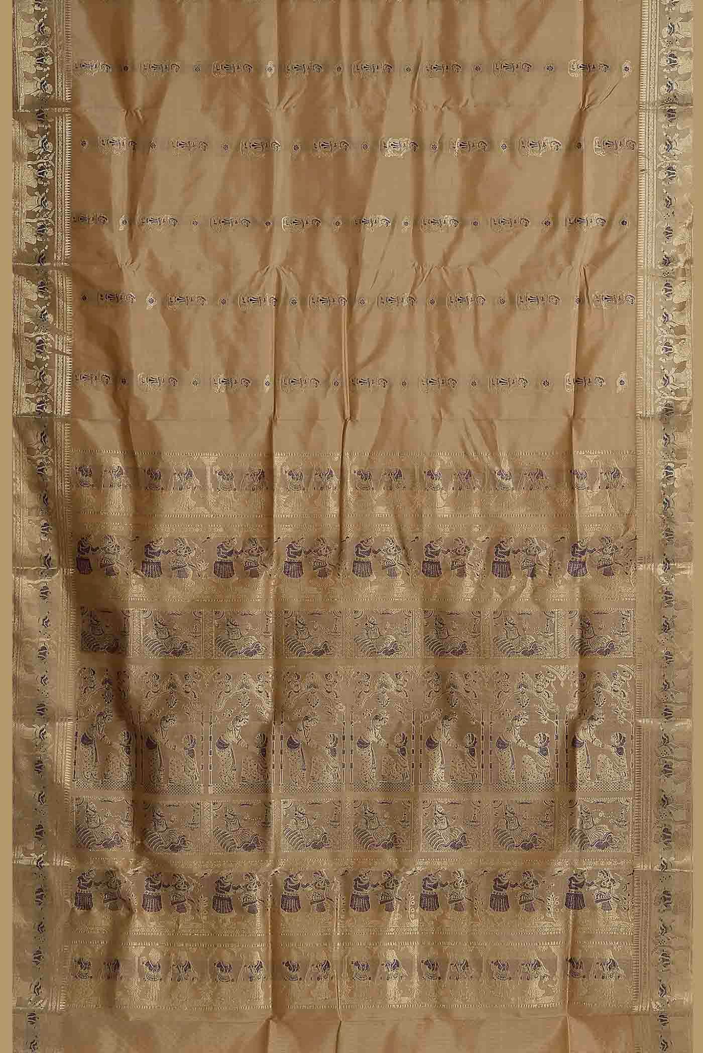 Beige Baluchari Silk Saree