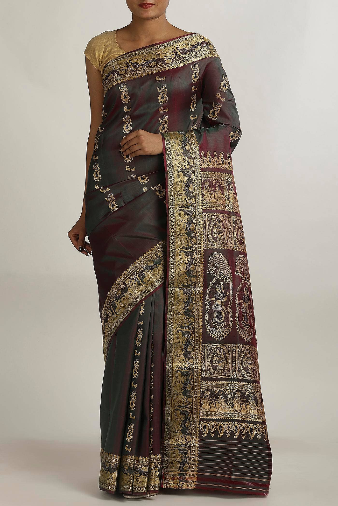 Green Baluchari Silk Saree