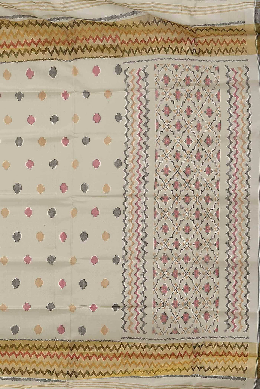 Off White Rajkot Patola Silk Saree