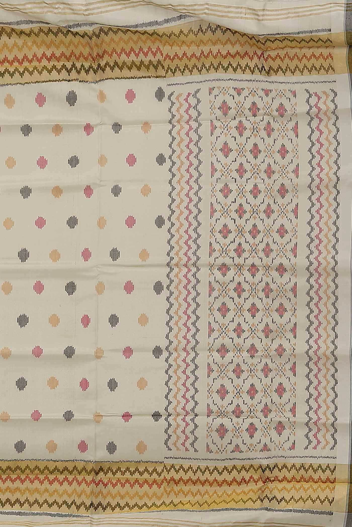 Off White Rajkot Patola Silk Saree