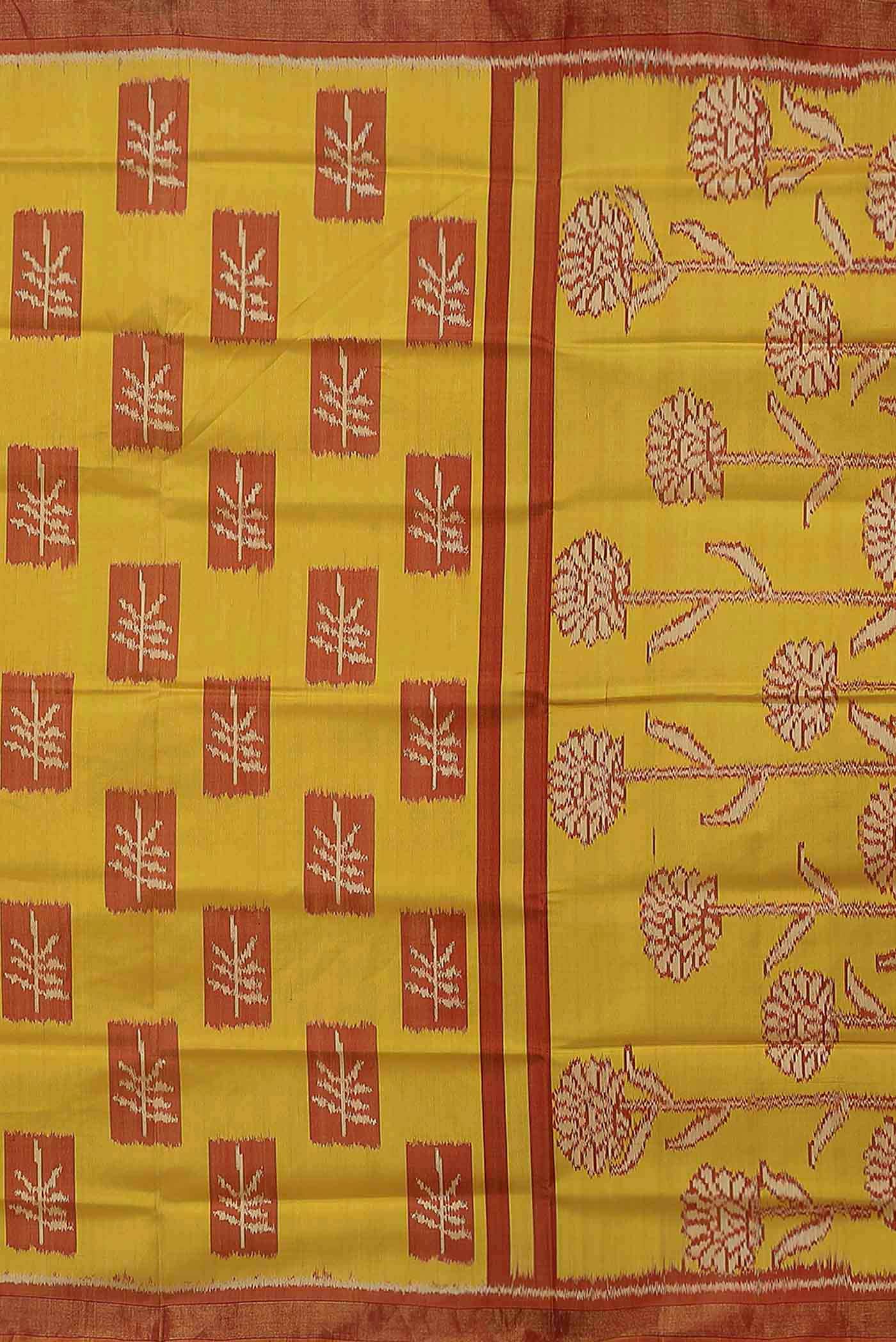 Yellow Rajkot Patola Silk Saree
