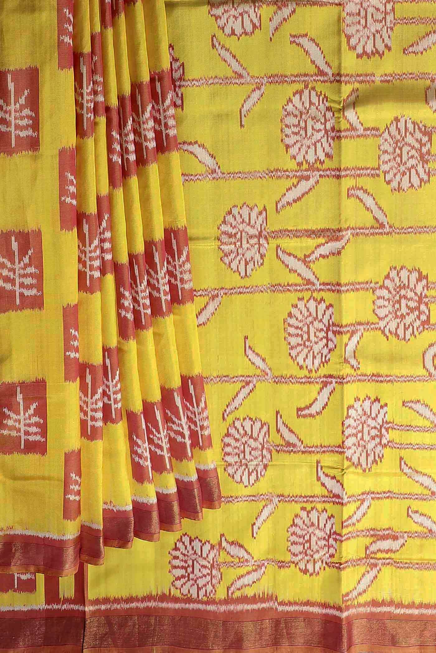 Yellow Rajkot Patola Silk Saree