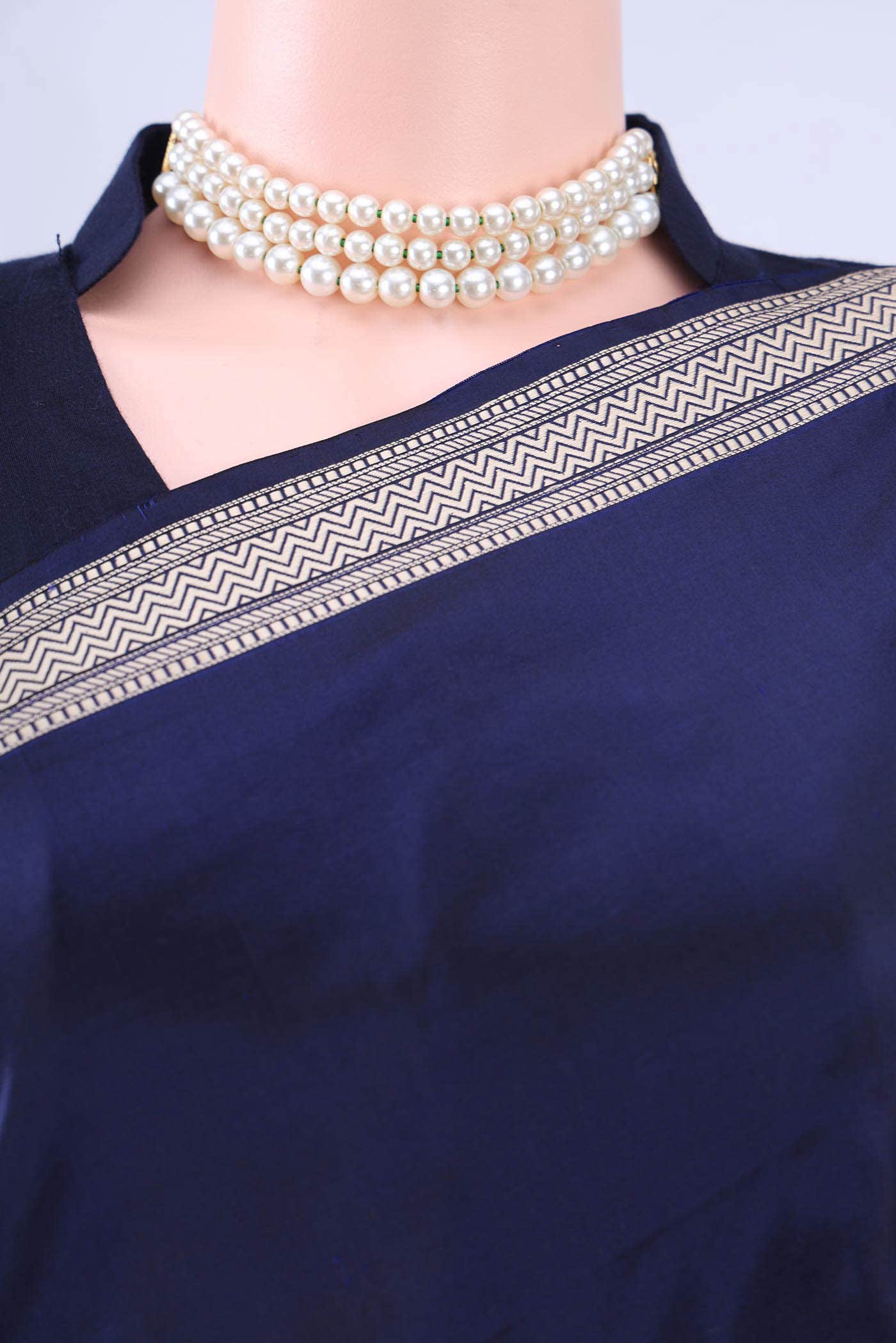 Dark Blue Banarasi Silk Saree