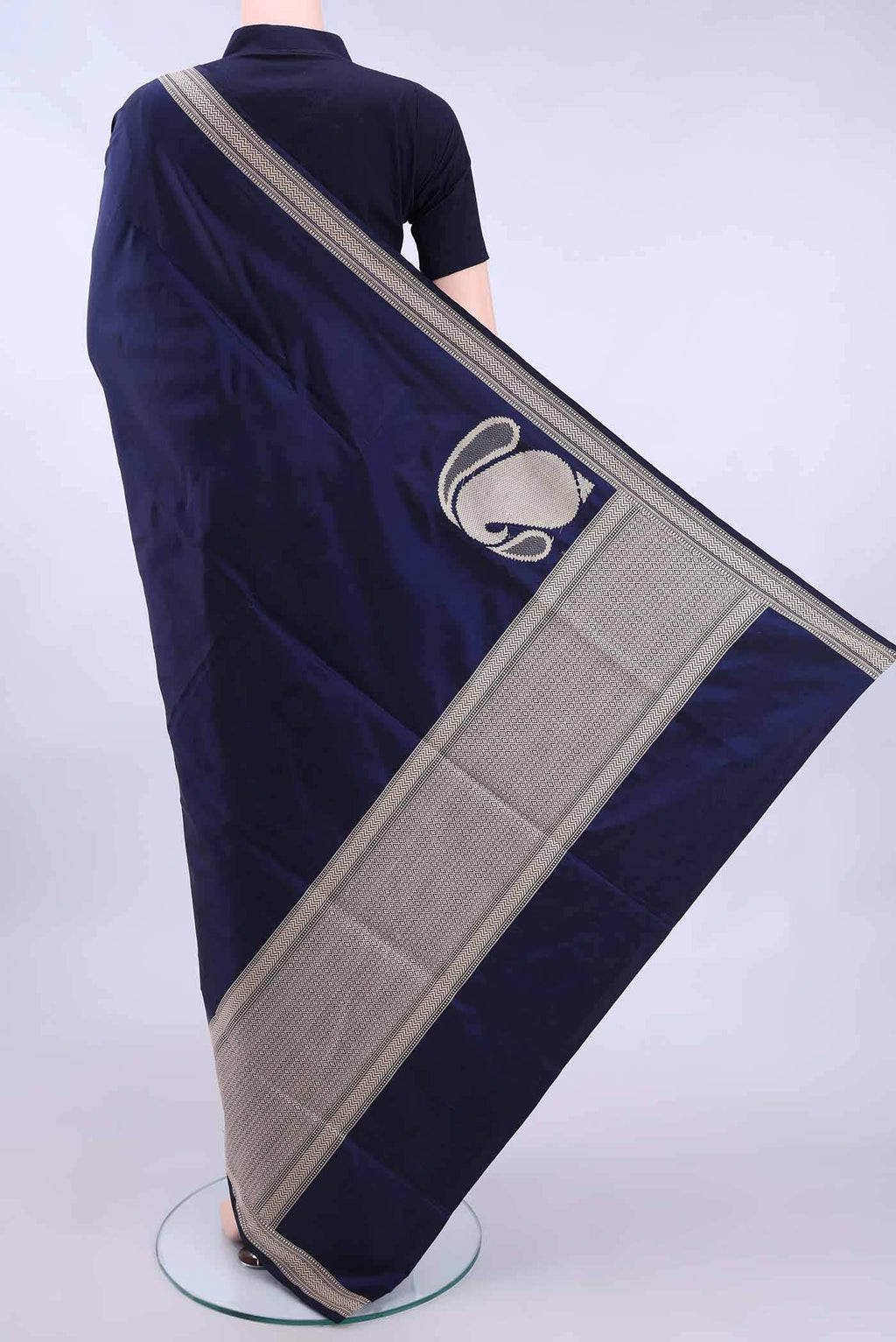 Dark Blue Banarasi Silk Saree