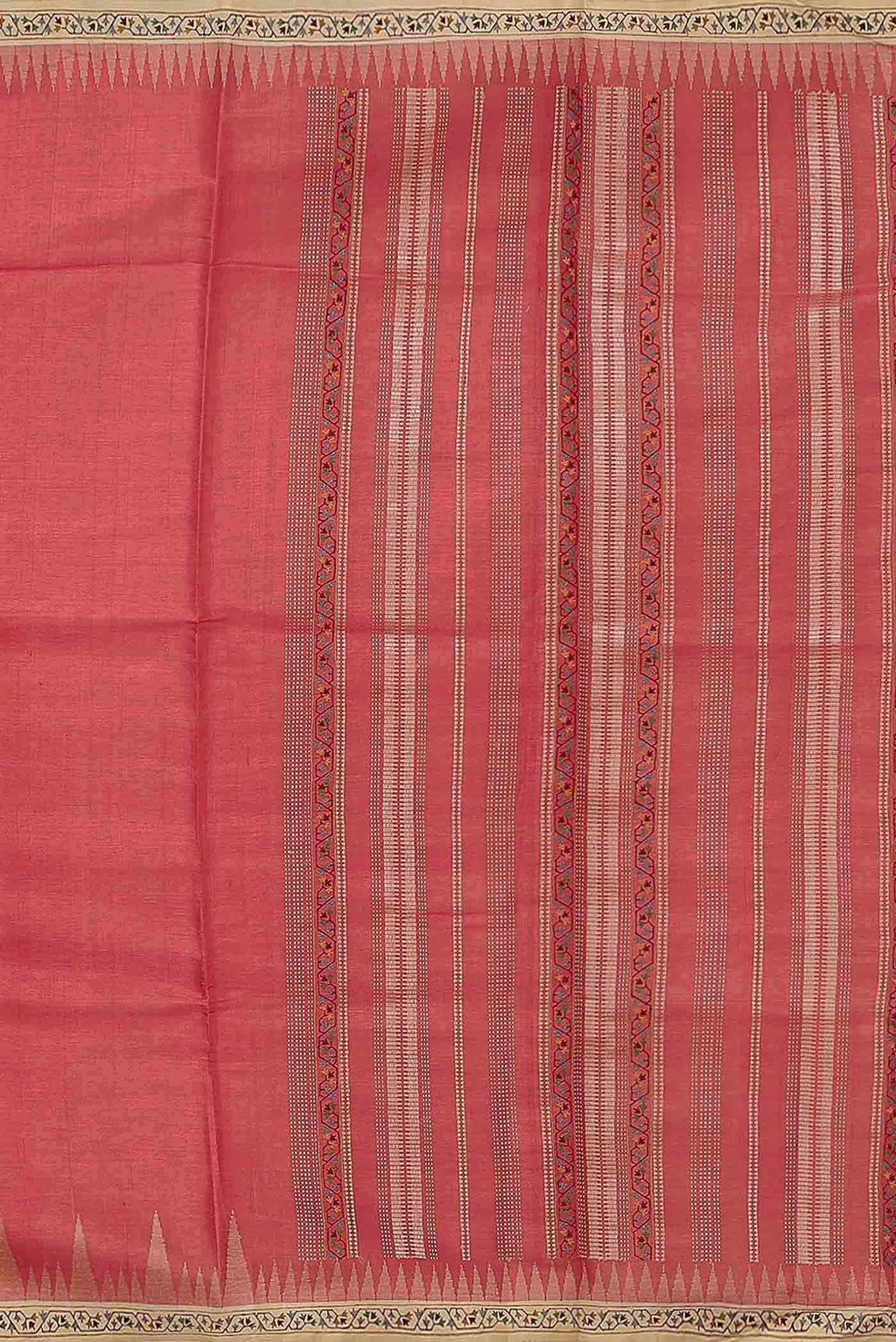 Red Bhagalpuri Tussar Silk Saree