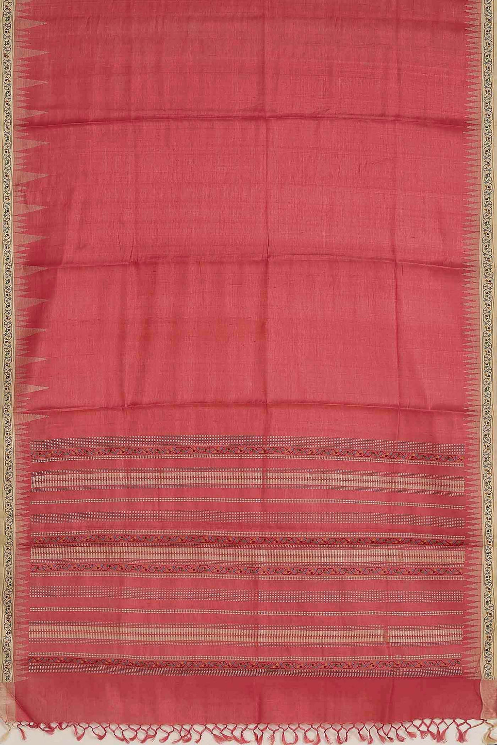 Red Bhagalpuri Tussar Silk Saree