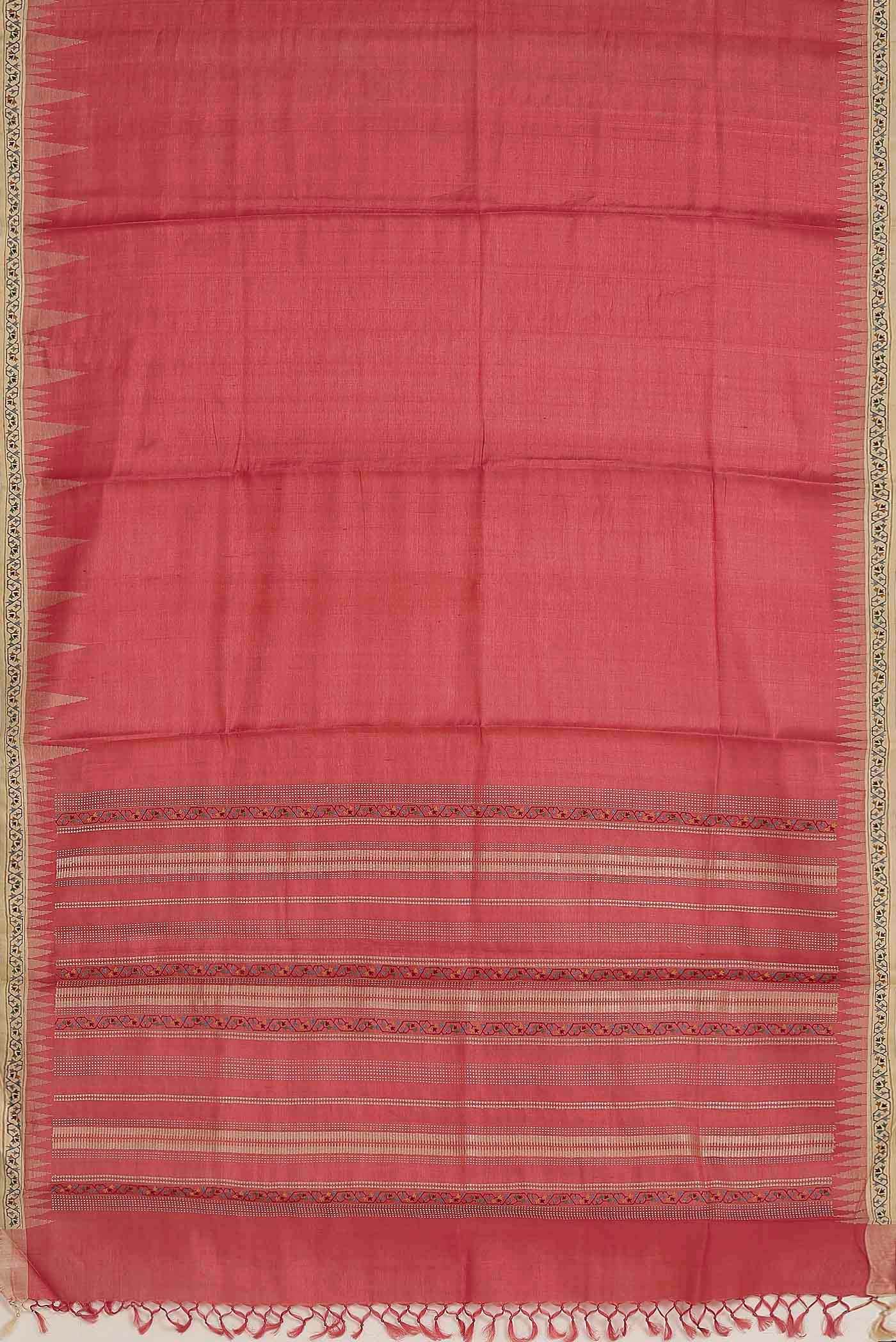 Red Bhagalpuri Tussar Silk Saree