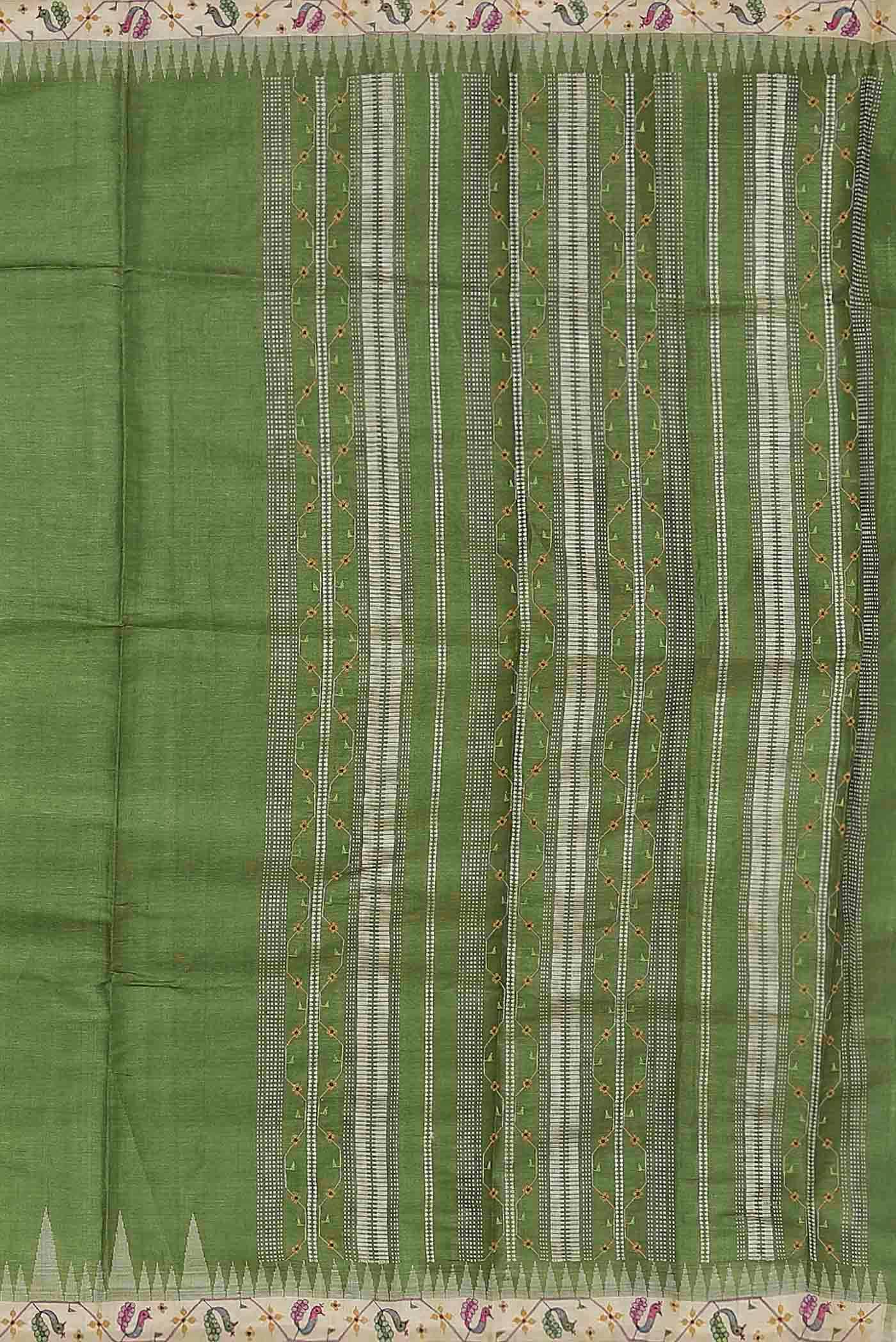 Green Bhagalpuri Tussar Silk Saree