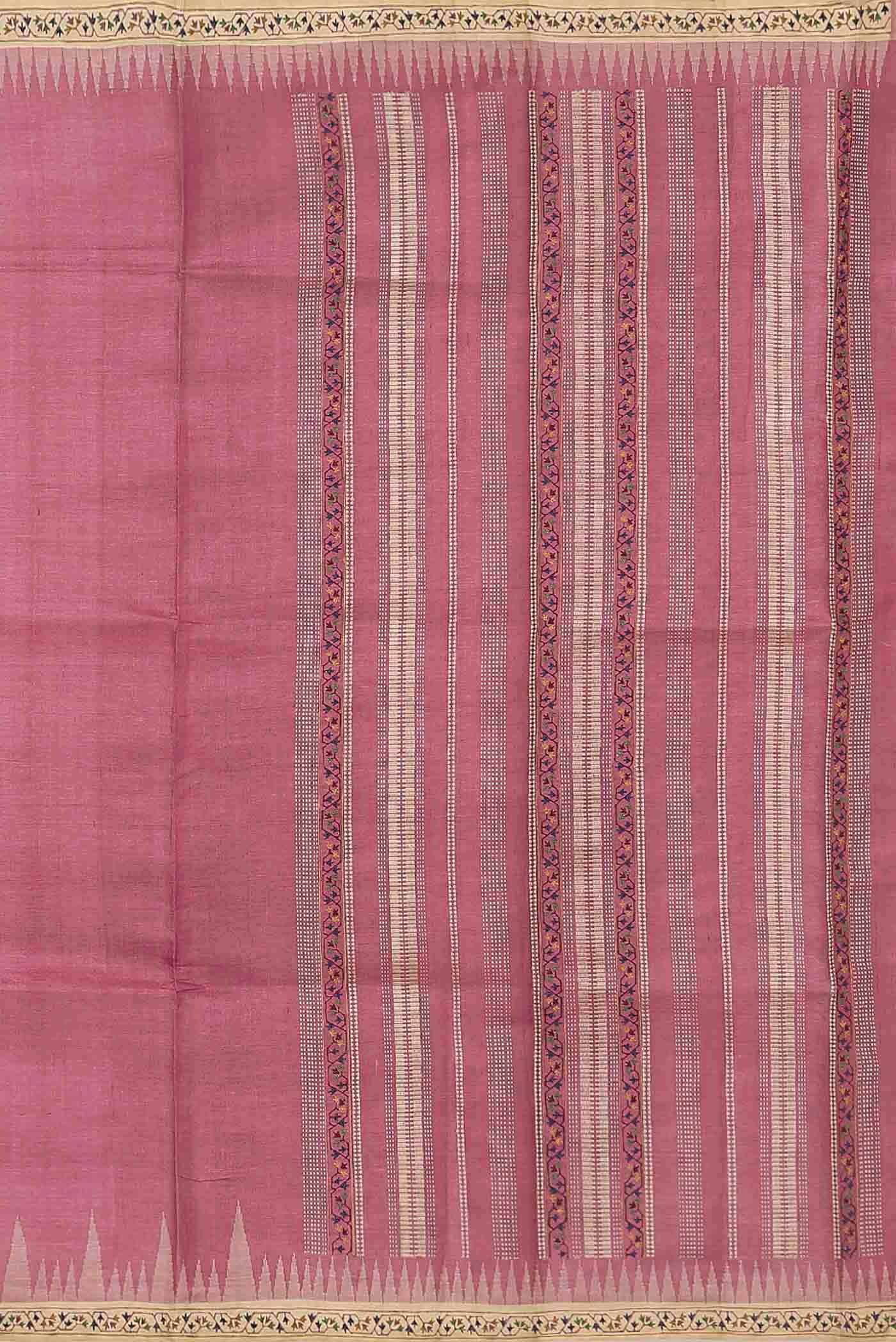Pink Bhagalpuri Tussar Silk Saree