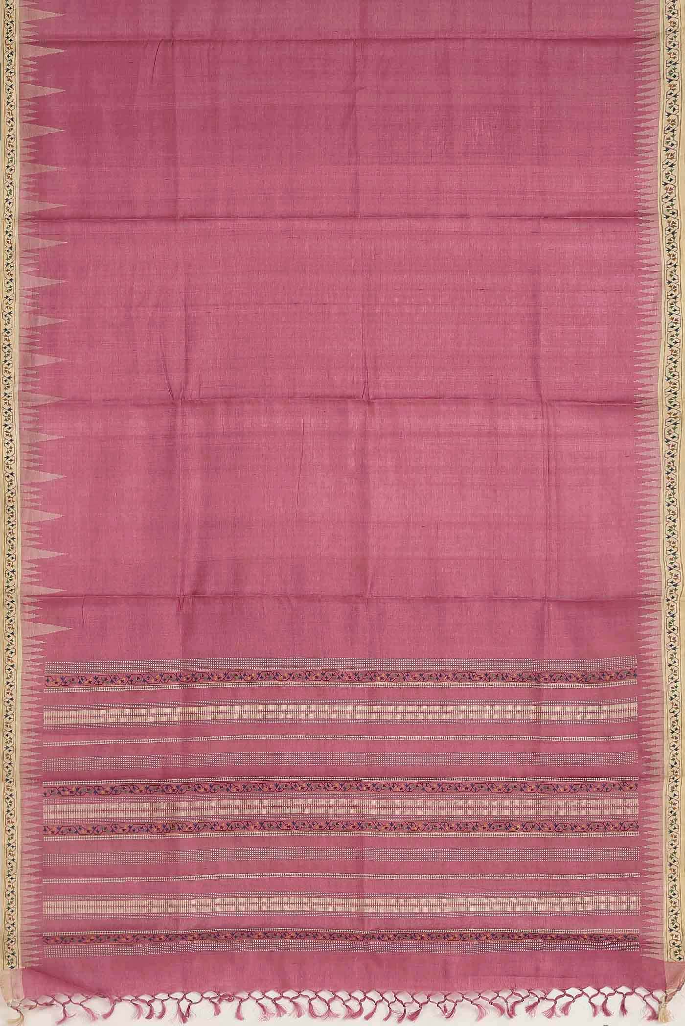 Pink Bhagalpuri Tussar Silk Saree