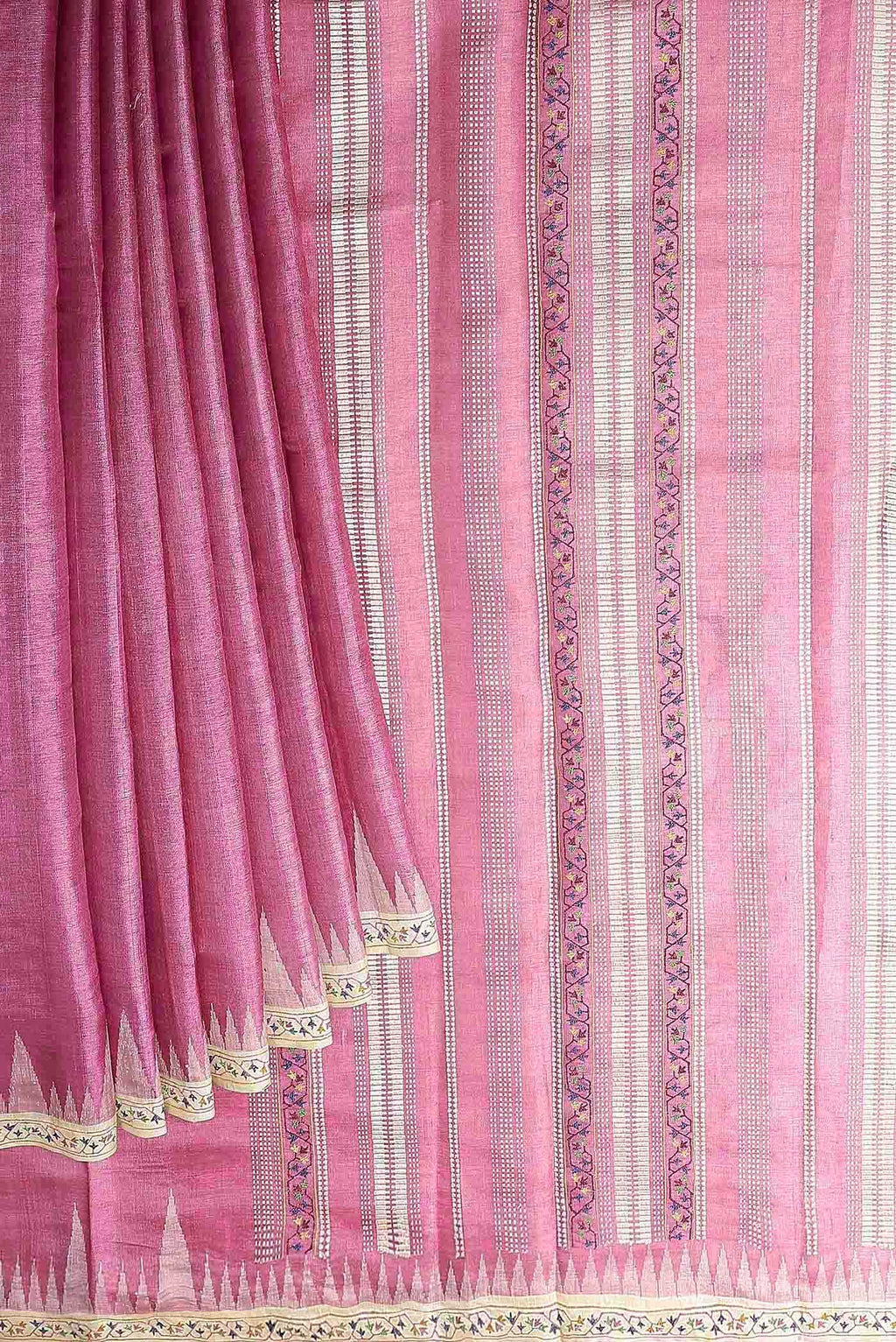 Pink Bhagalpuri Tussar Silk Saree