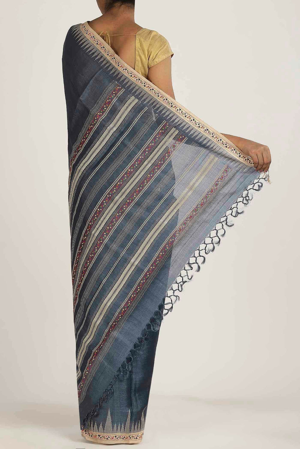 Blue Bhagalpuri Tussar Silk Saree