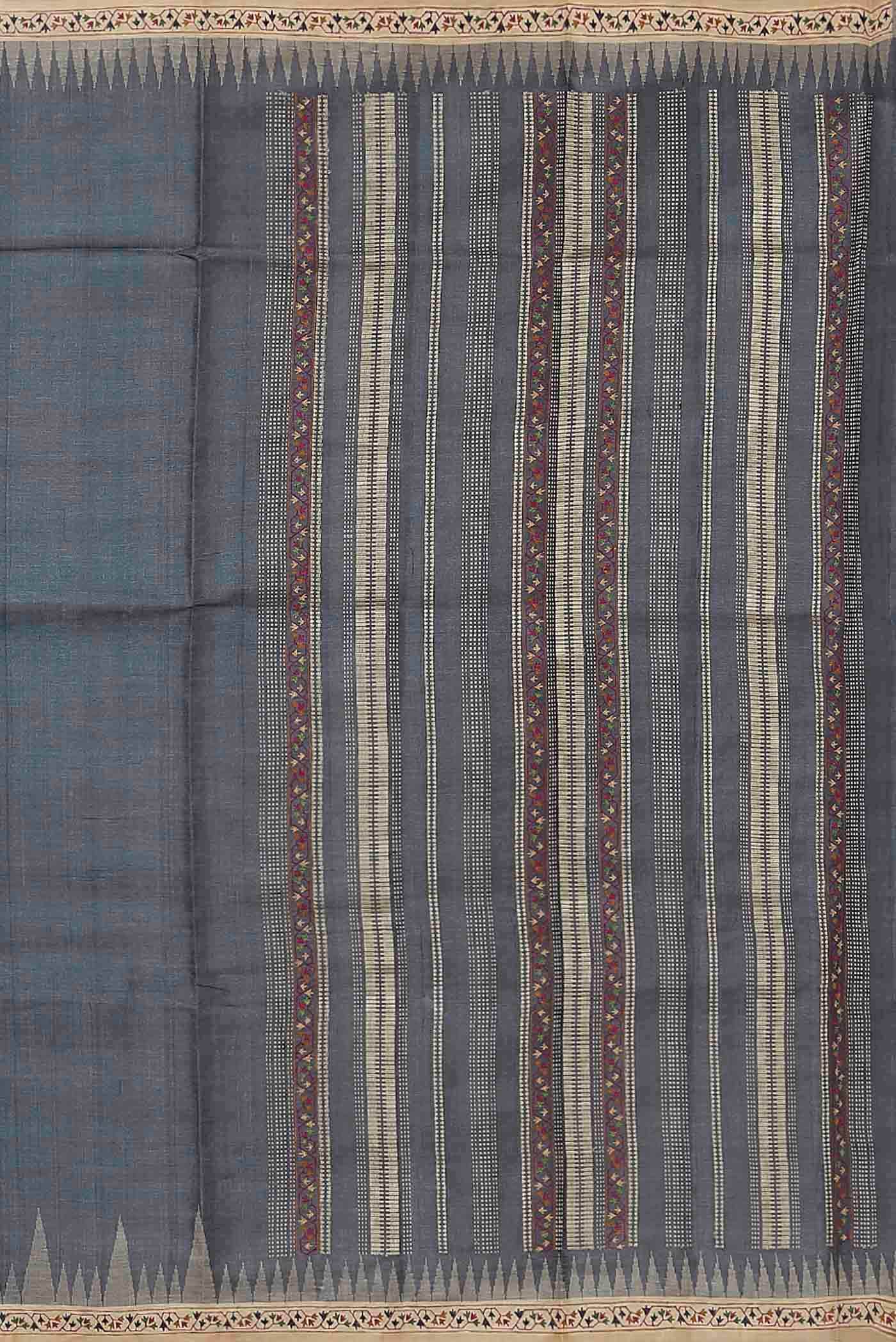 Blue Bhagalpuri Tussar Silk Saree