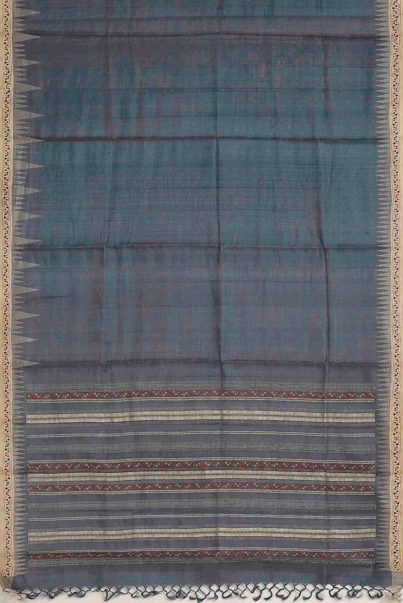 Blue Bhagalpuri Tussar Silk Saree