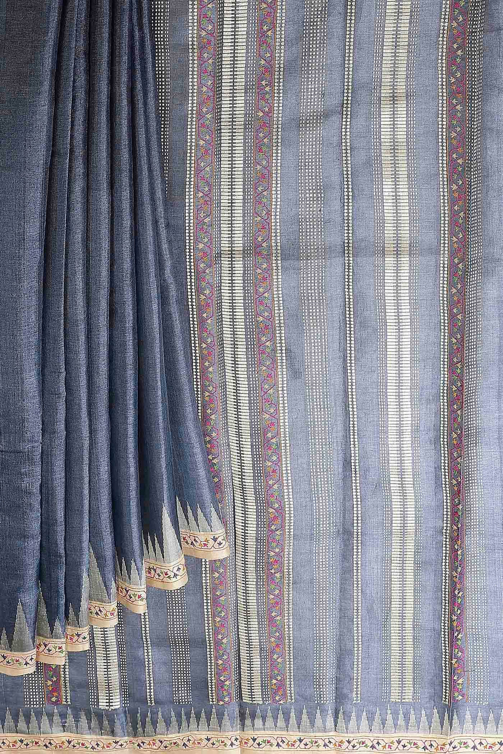 Blue Bhagalpuri Tussar Silk Saree