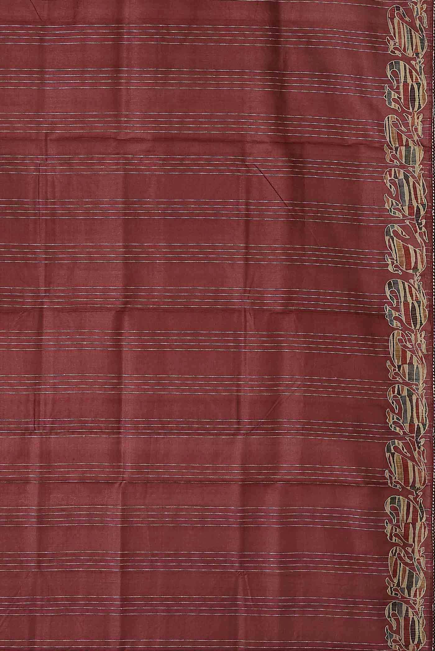 Maroon Bhagalpuri Tussar Silk Saree