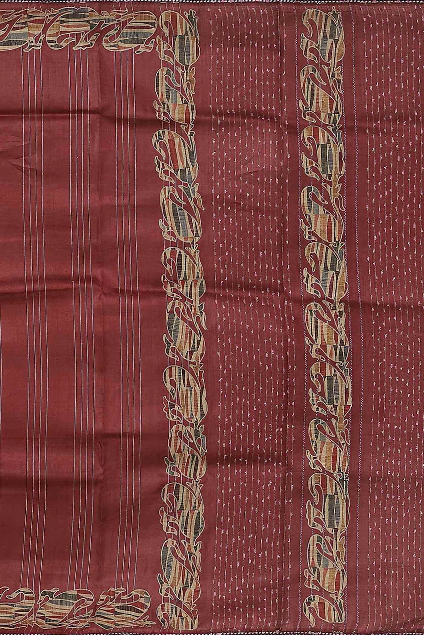 Maroon Bhagalpuri Tussar Silk Saree