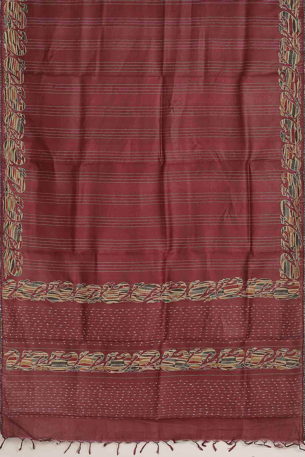 Maroon Bhagalpuri Tussar Silk Saree