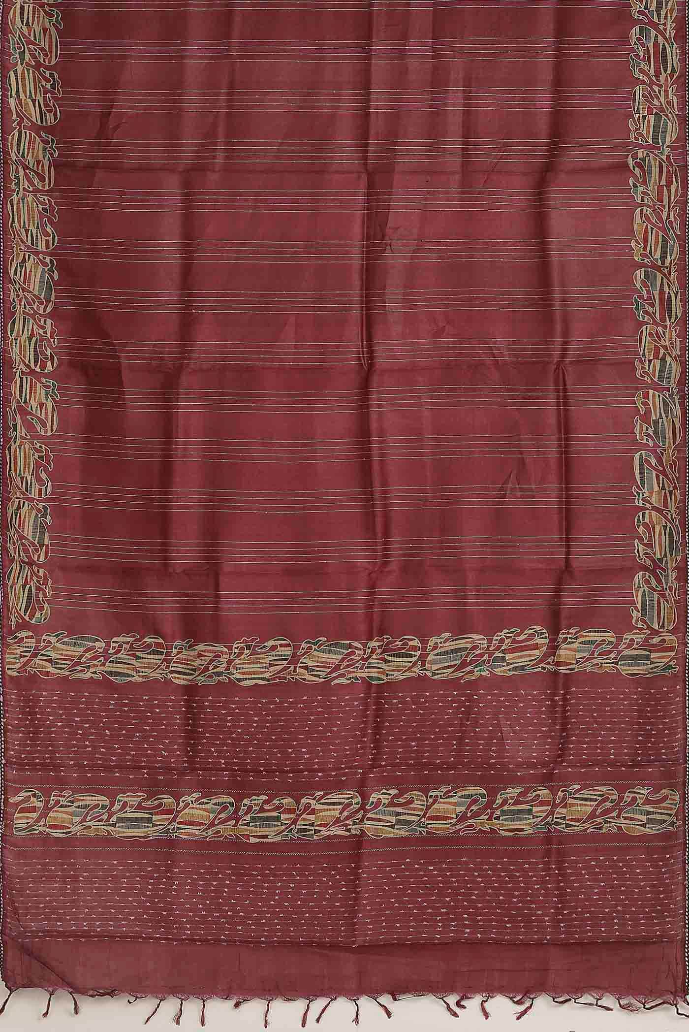 Maroon Bhagalpuri Tussar Silk Saree