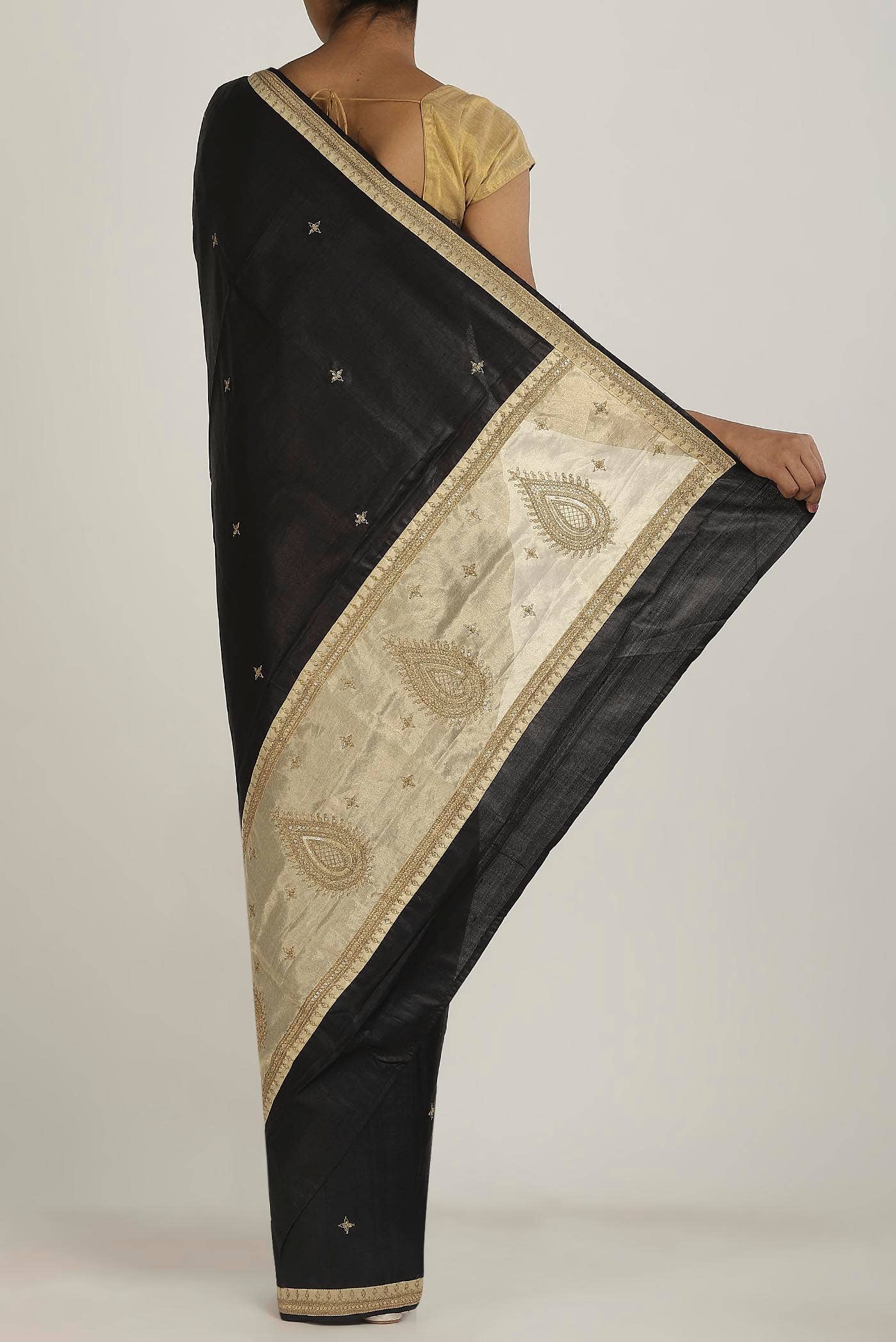 Black Bhagalpuri Tussar Silk Saree